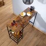 IDIMEX Table haute de bar NELAS en métal avec plateau en fibres de bois, mange-debout comptoir couleur brun rustique