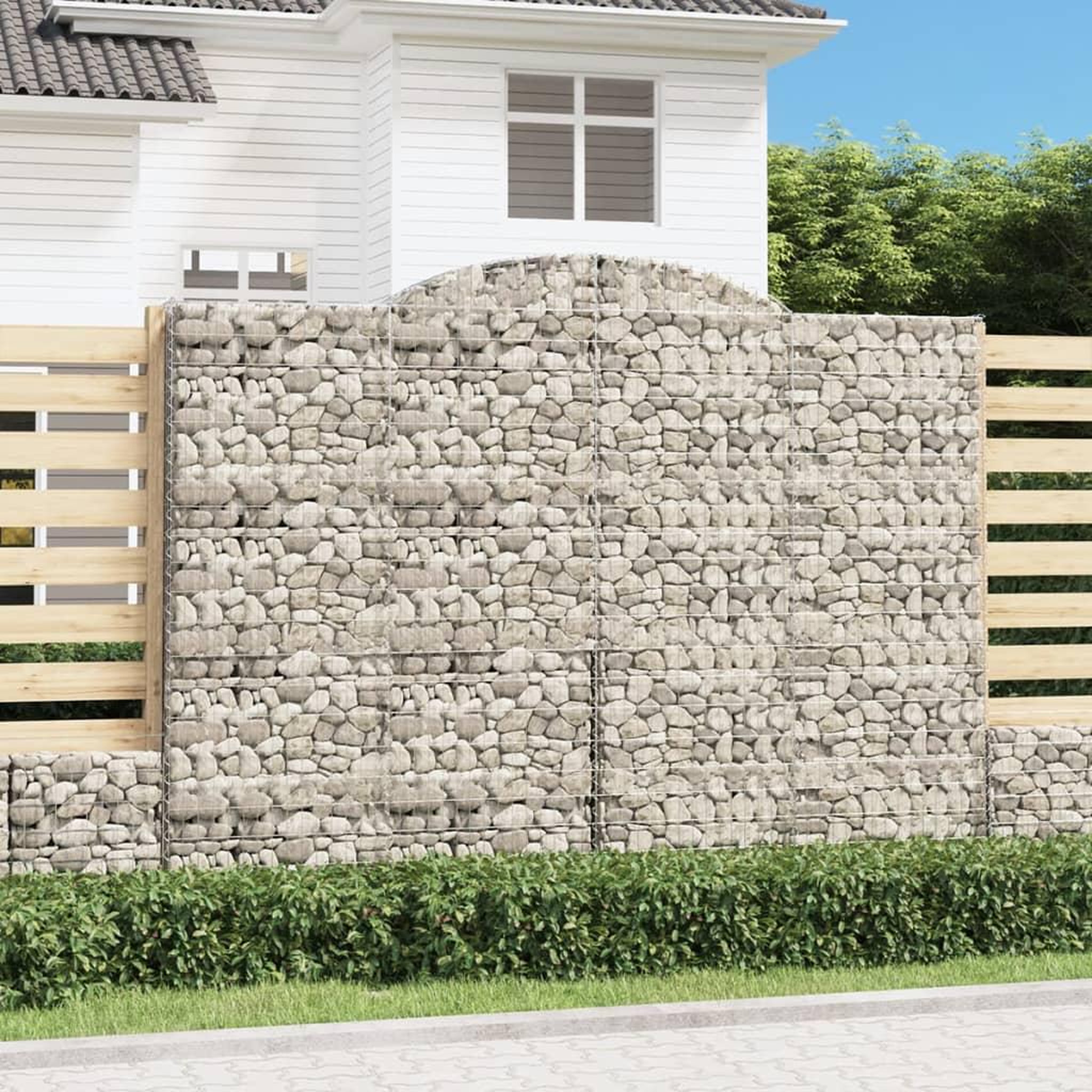 VIDAXL Paniers a gabions arques 2 pcs 300x50x220/240 cm fer galvanise