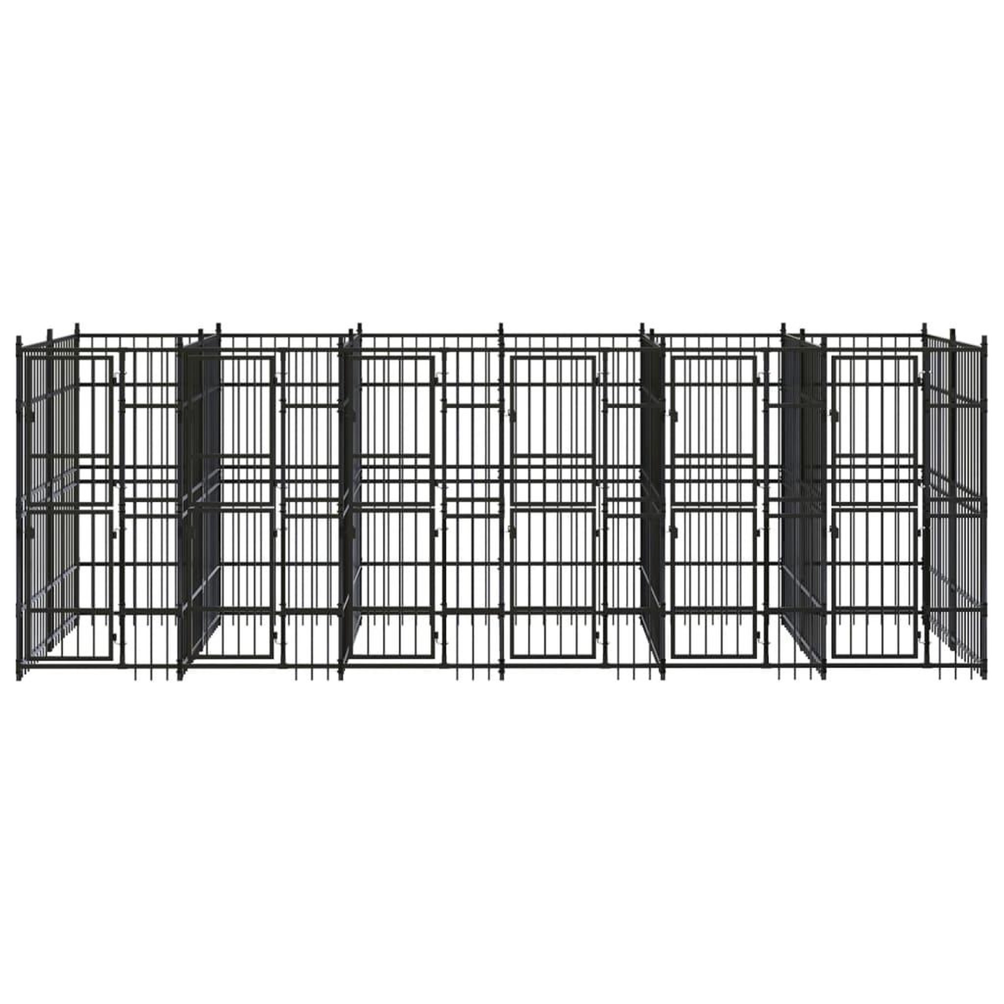 Voir la diapositive 2 : VIDAXL Chenil d'exterieur pour chiens Acier 11,06 m²