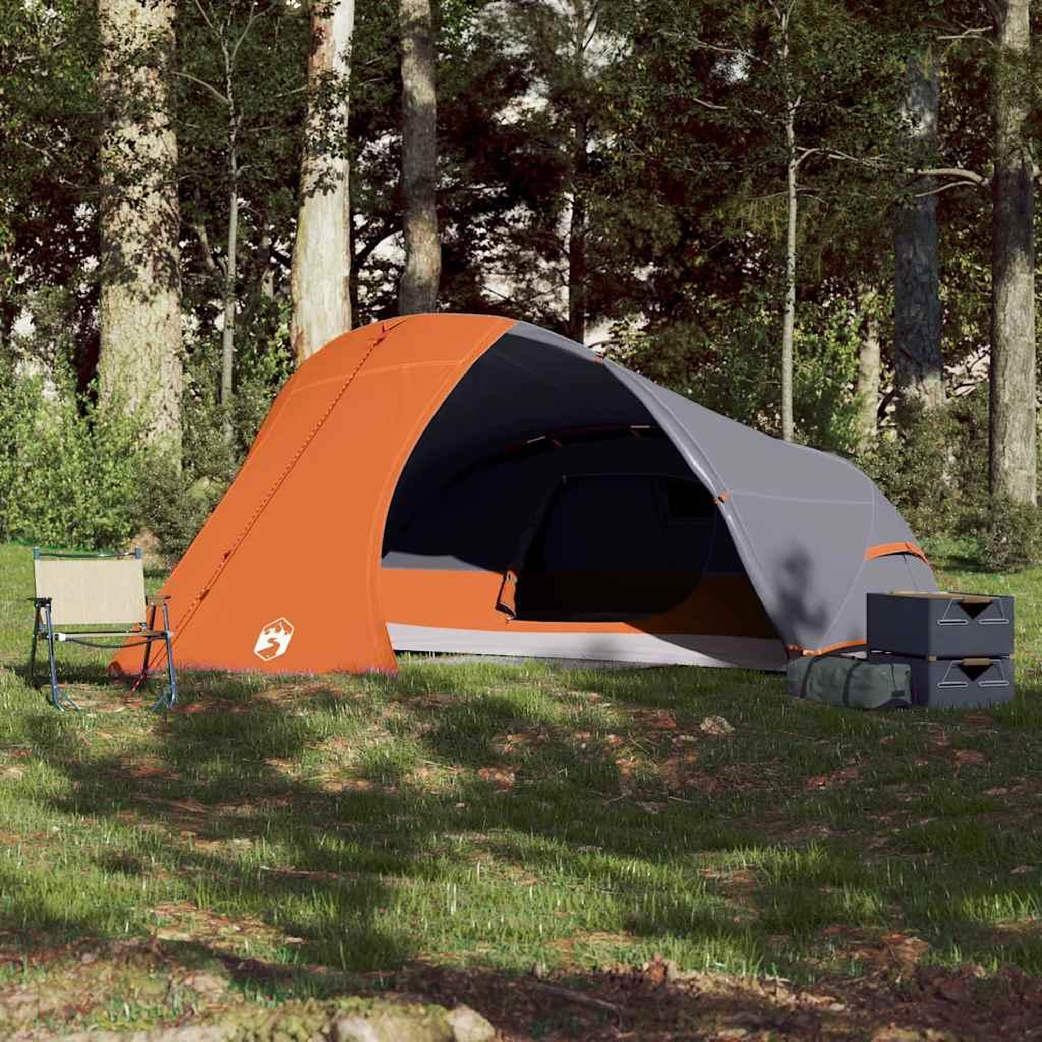 Voir la diapositive 3 : VIDAXL Tente de camping a dome 4 personnes orange impermeable