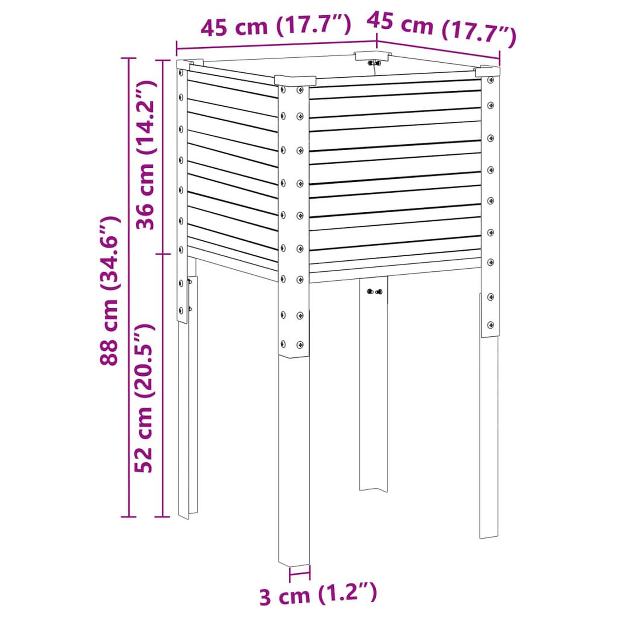 Voir la diapositive 6 : VIDAXL Jardiniere 45x45x88 cm acier resistant aux intemperies