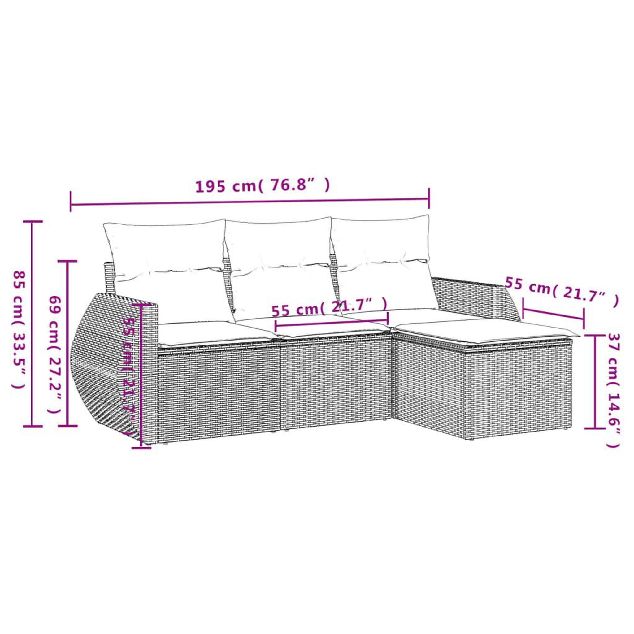 Voir la diapositive 6 : VIDAXL Salon de jardin 4 pcs avec coussins noir resine tressee