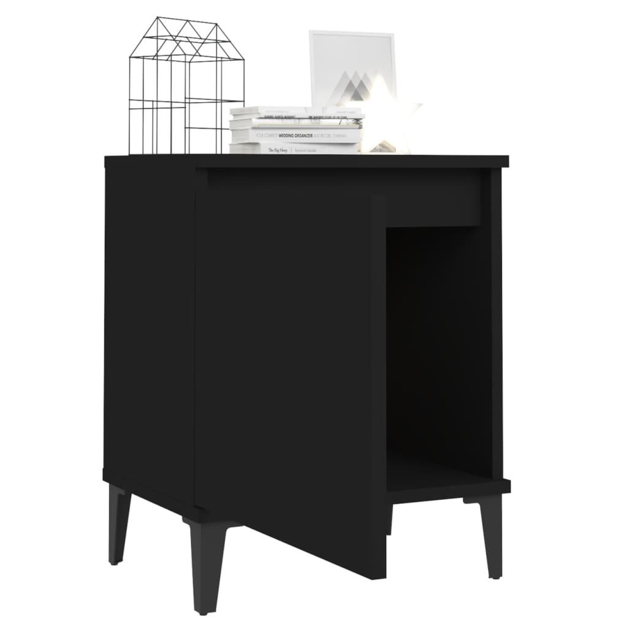 Voir la diapositive 4 : VIDAXL Table de chevet avec pieds en metal noir 40x30x50 cm
