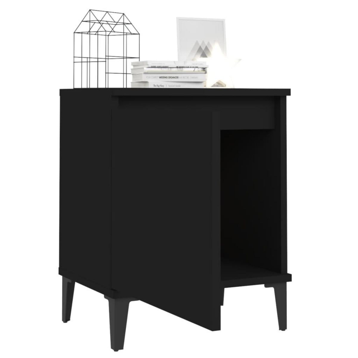 VIDAXL Table de chevet avec pieds en metal noir 40x30x50 cm