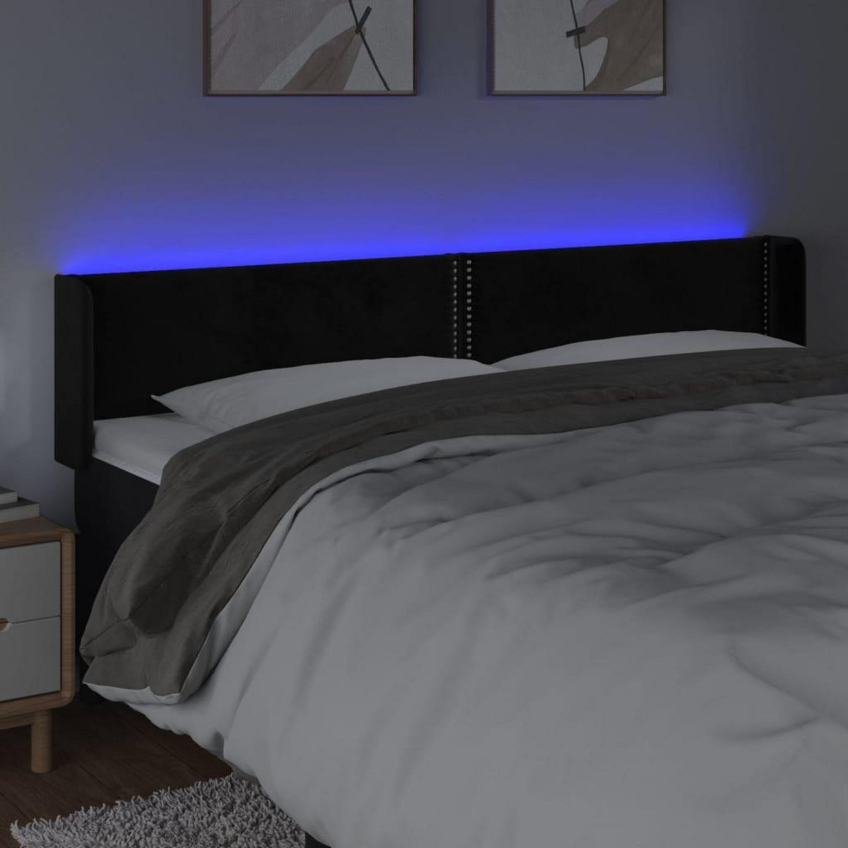VIDAXL Tete de lit a LED Noir 163x16x78/88 cm Velours