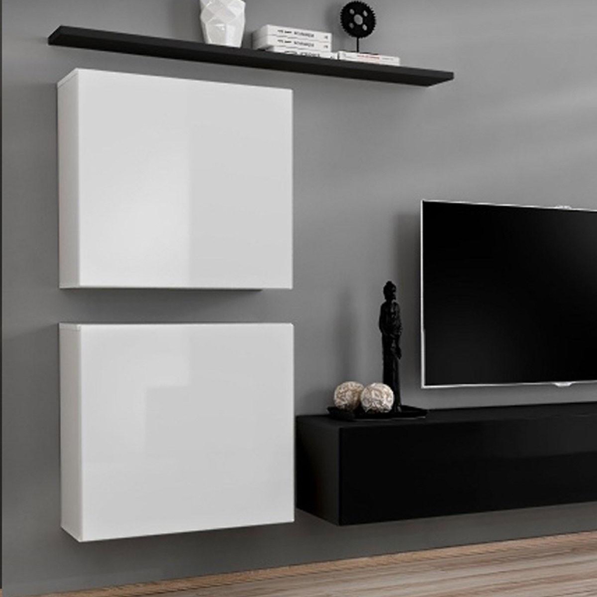 Voir la diapositive 2 : Paris Prix Meuble tv mural design  switch iv  320cm blanc & noir
