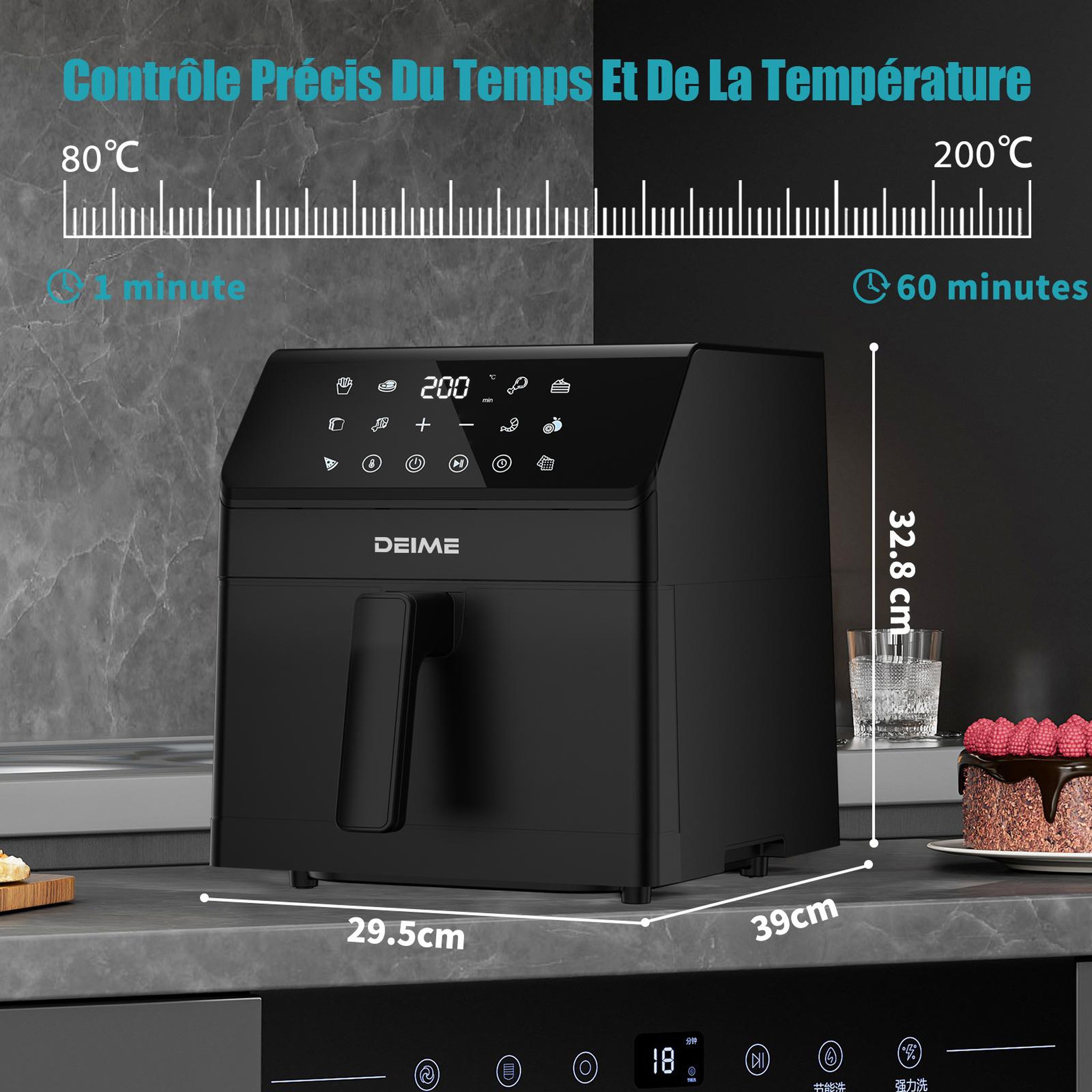Voir la diapositive 3 : DEIME DEIME - Airfryer 6 l 1700 w 12 programmes écran digital