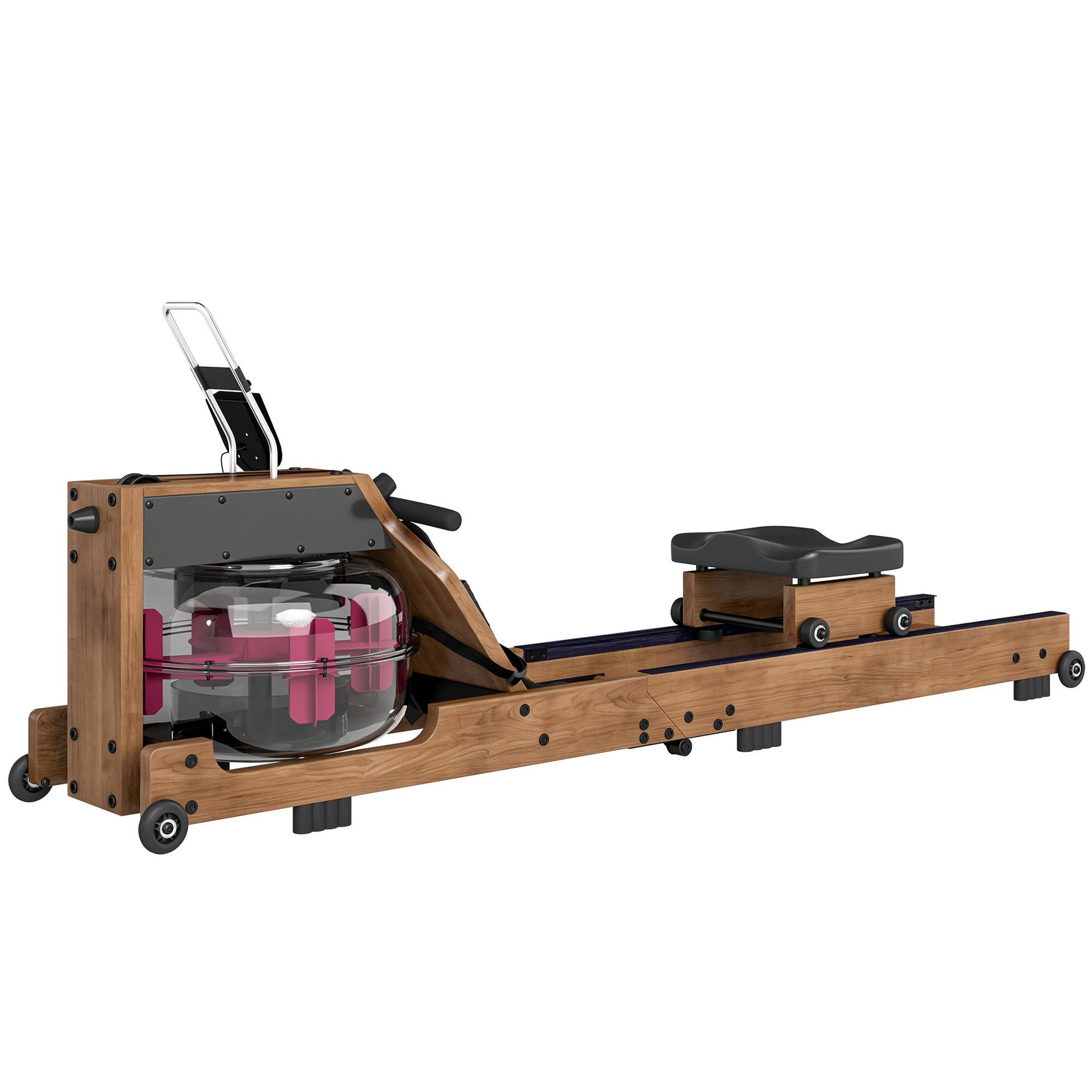 HOMCOM Rameur à eau pliable résistance réglable 8-14l alu bois coloris chêne