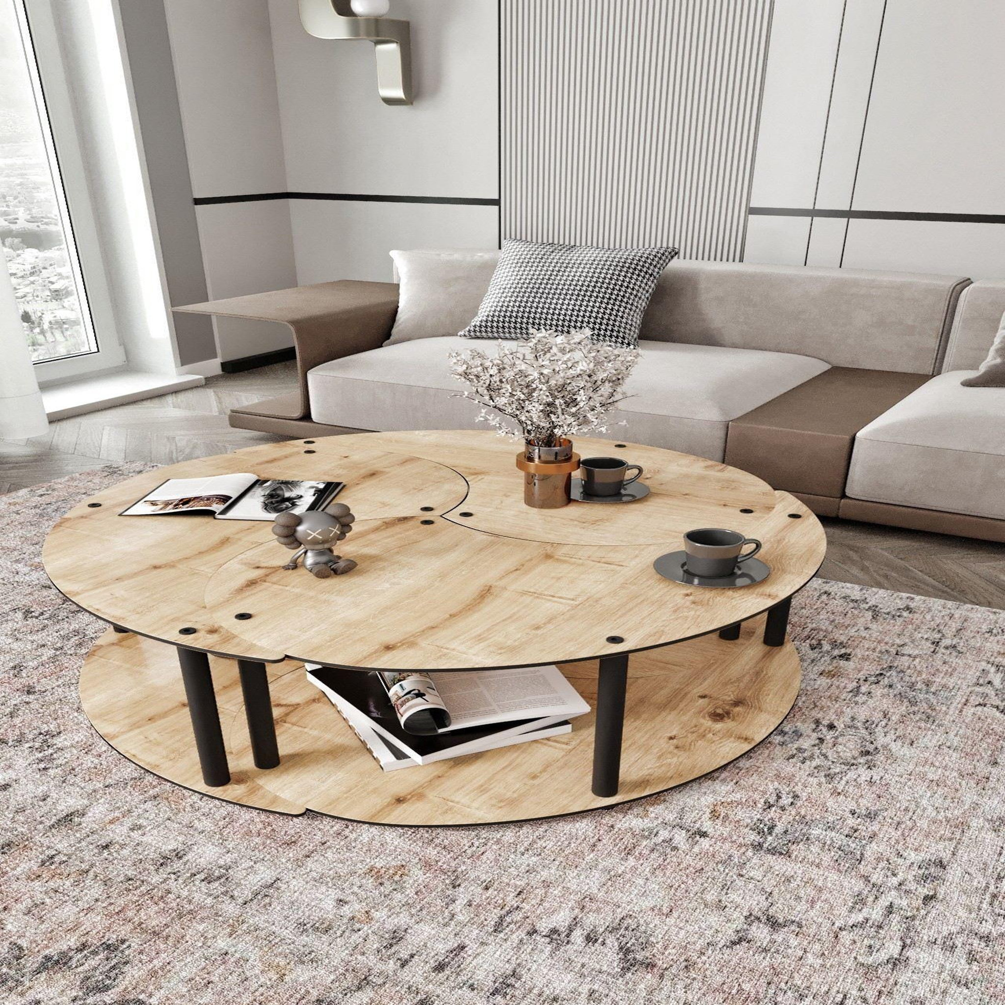 Voir la diapositive 3 : Habitat et Jardin Ensemble de table basse en bois  yin  70 x 70 x 38 cm - chêne