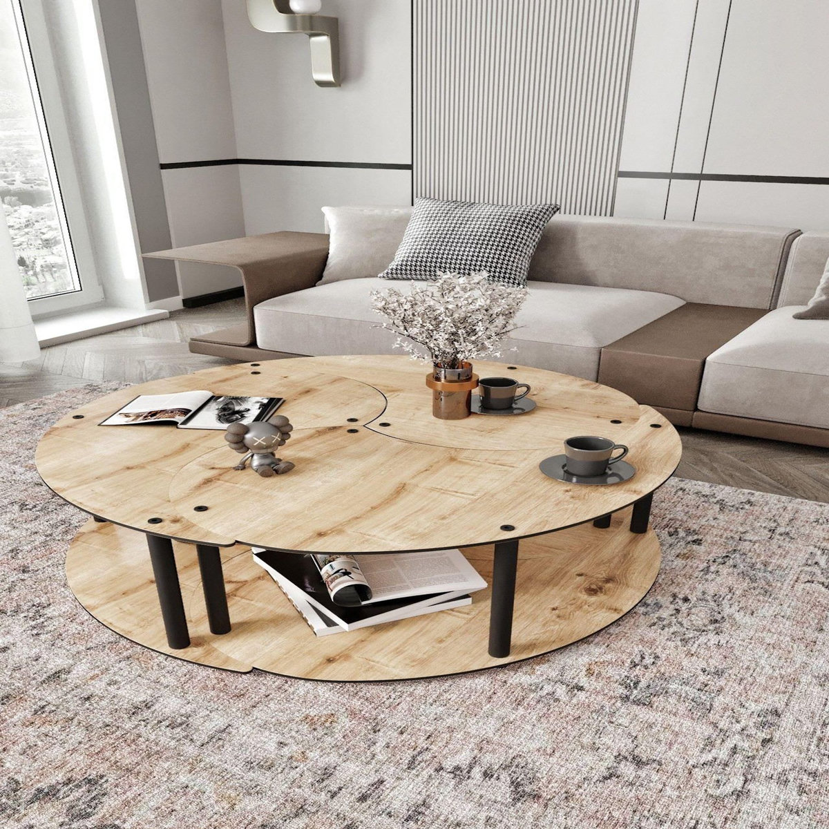 Habitat et Jardin Ensemble de table basse en bois  Yin  70 x 70 x 38 cm - Chêne