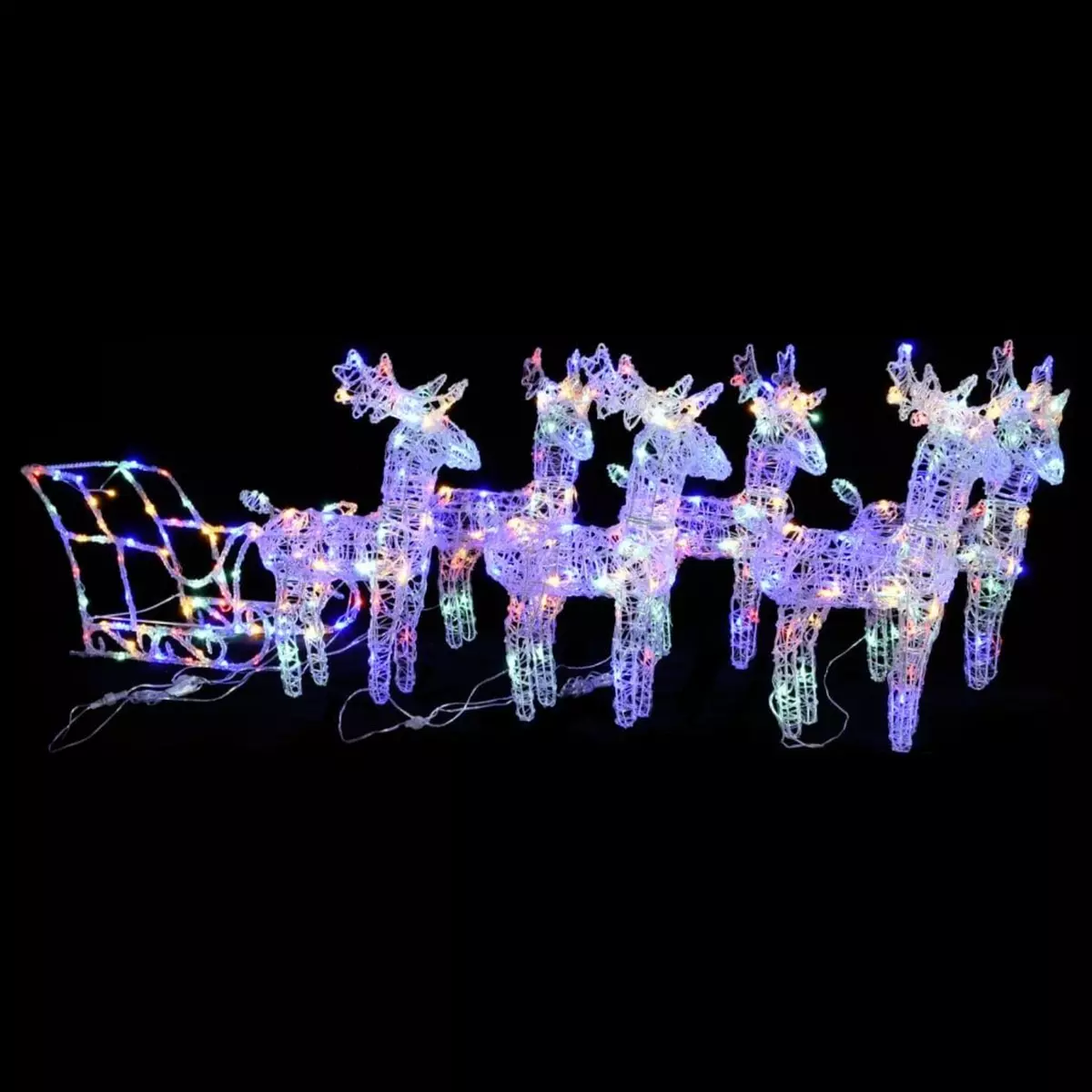 VIDAXL Decoration de Noël Rennes et traîneau 320 LED Acrylique