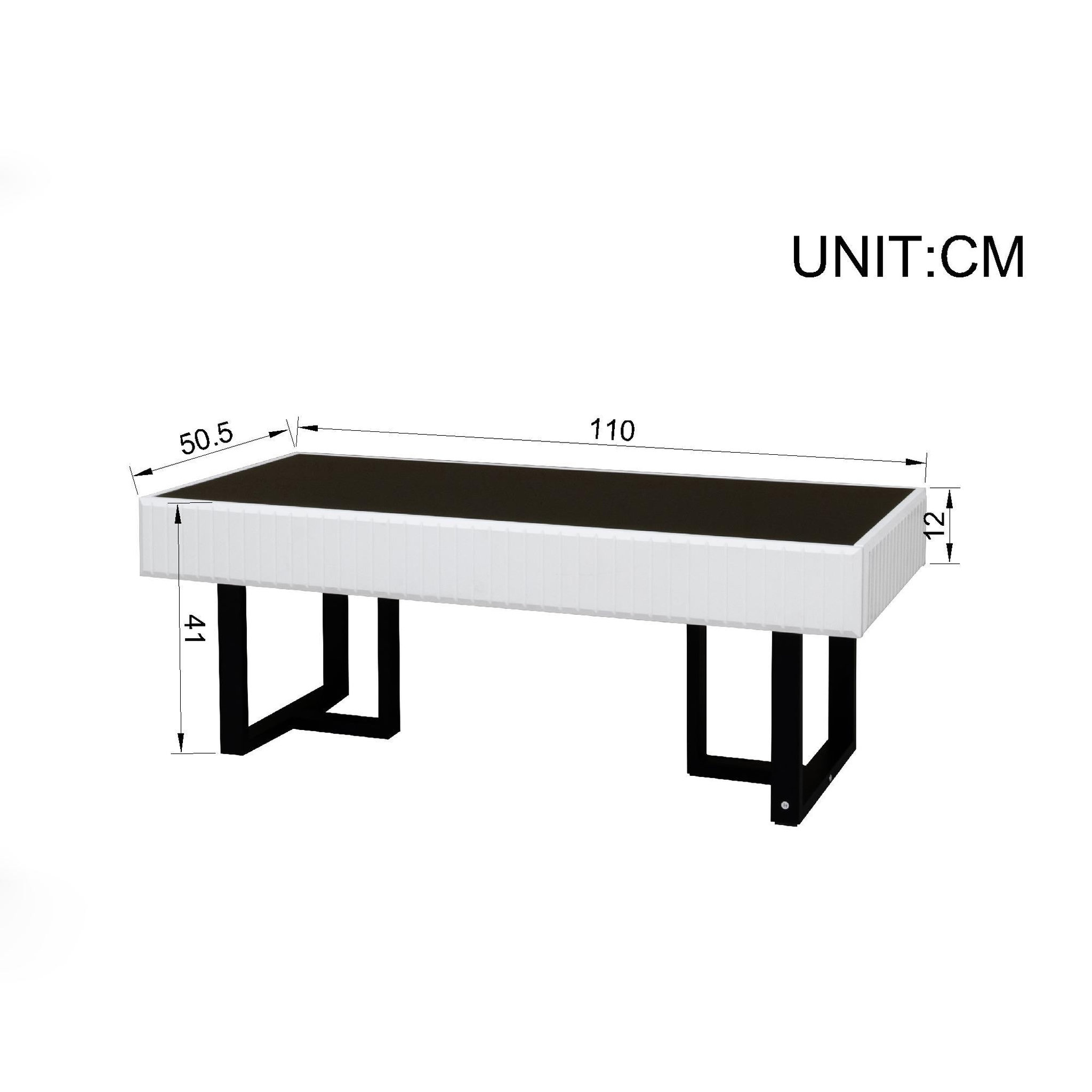Voir la diapositive 3 : MERAX Table basse rectangulaire blanc+noir - 50,5x110 cm mdf