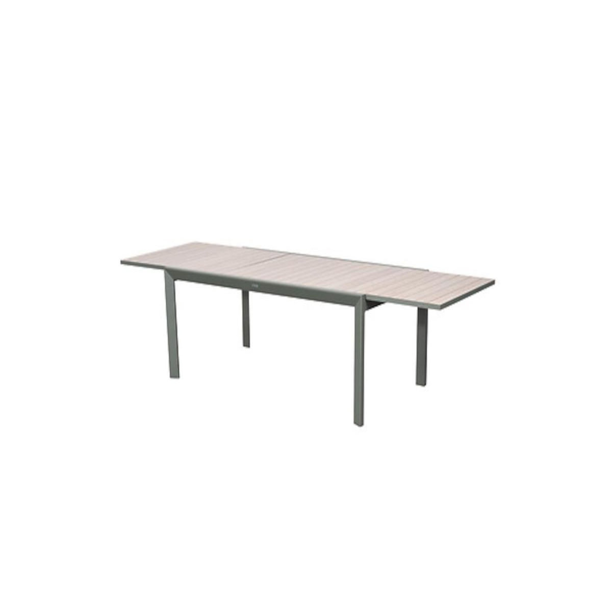 HESPERIDE Table de jardin rectangulaire extensible rallonge coulissante alu Evasion Effet bois Lin Laurier - 10/12 places - Hespéride