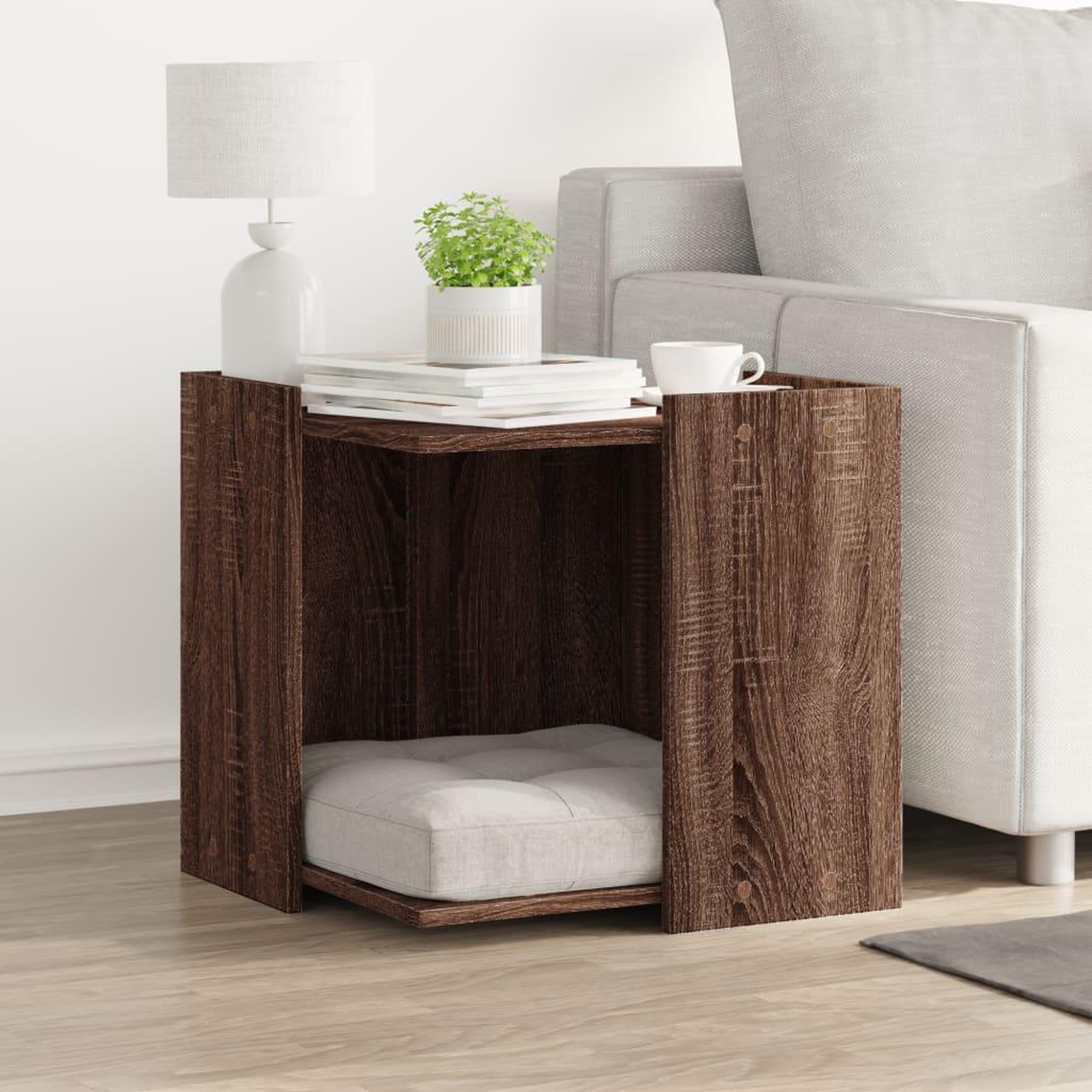 Voir la diapositive 3 : VIDAXL Meuble de bac a litiere pour chat chene marron bois ingenierie