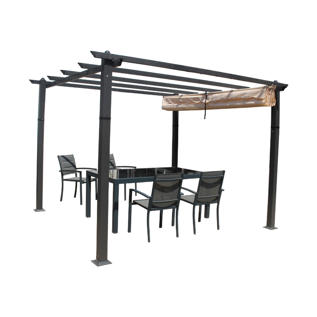 CONCEPT USINE Pergola taupe 3x3m en aluminium GAZEBO