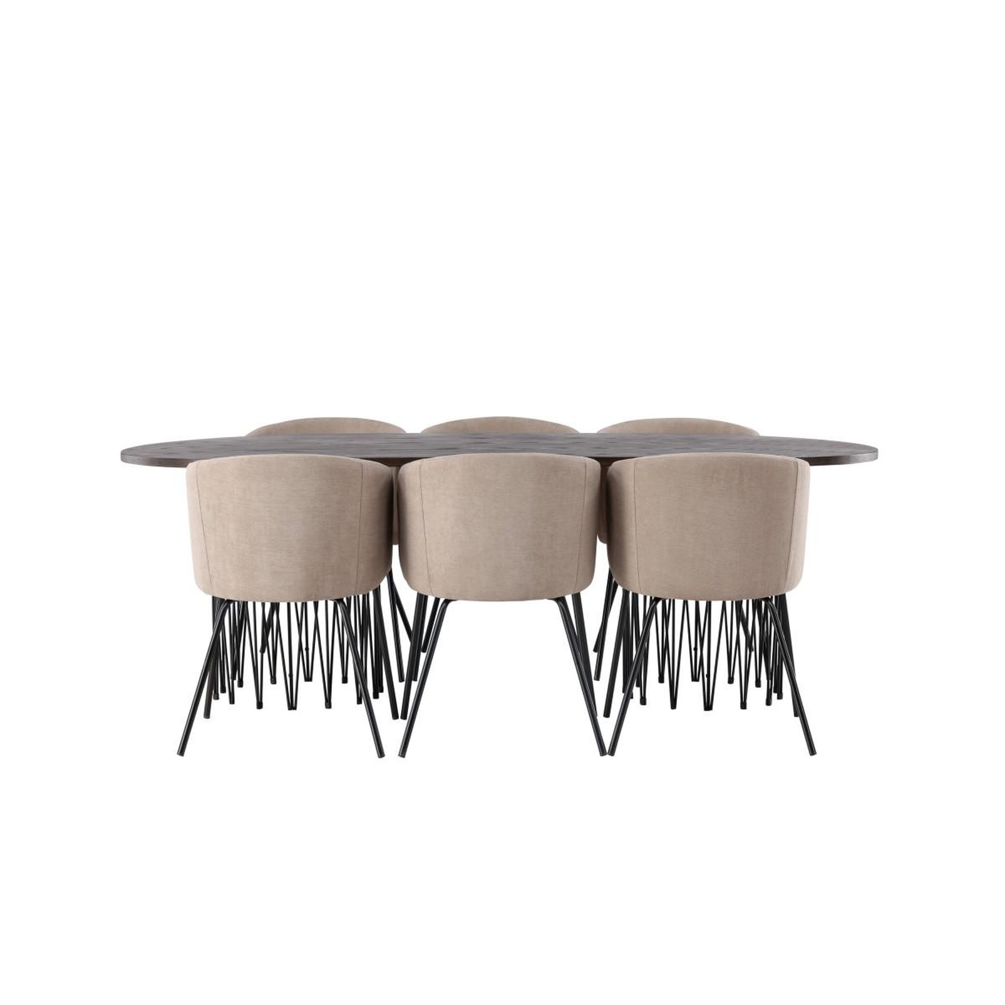 Voir la diapositive 2 : Paris Prix Ensemble table à manger & 6 chaises  stone & berit  220cm brun & beige