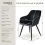 Voir la diapositive 6 : tectake Chaise style scandinave rembourrée aspect velours noir Lot de 2