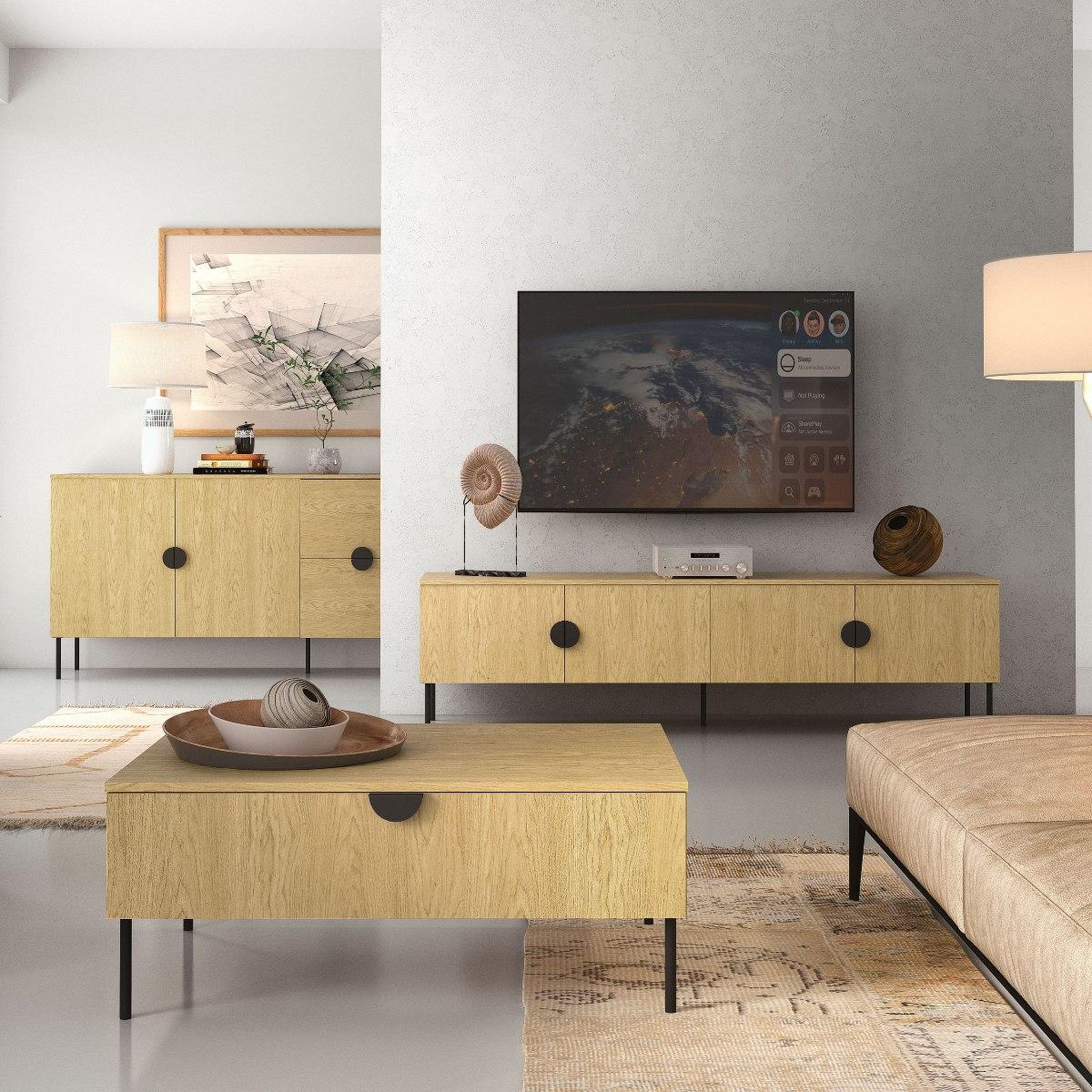 Voir la diapositive 4 : JLC KREATION Meuble tv moderne 4 portes bois et métal 200cm dimitri