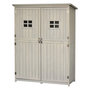 Voir la diapositive 2 : OUTSUNNY Abri de jardin armoire de jardin remise pour outils sur pied dim. 128L x 50l x 164H cm 2 étagères 2 portes 2 fenêtres toit bitumé étanche bois massif sapin pré-huilé gris