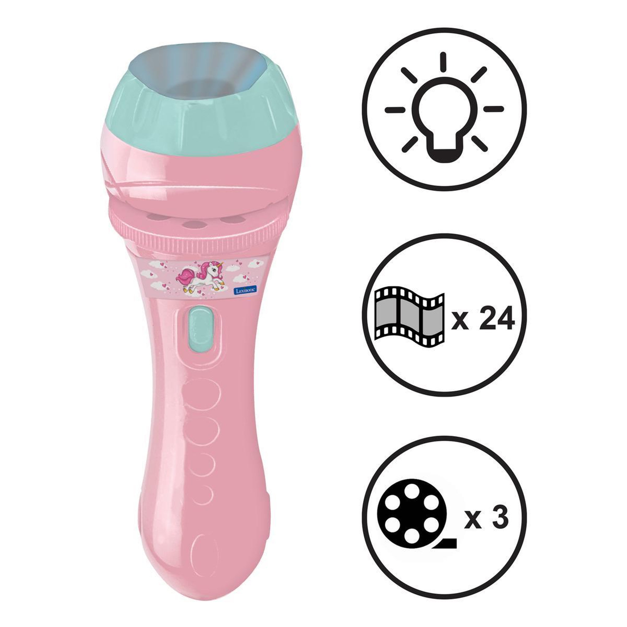 Voir la diapositive 2 : Lexibook Projecteur à histoires et lampe torche Licorne