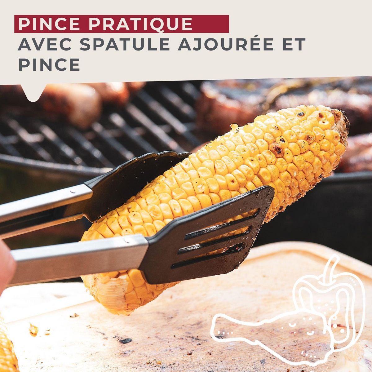 Fackelmann Ensemble de 2 Pinces de cuisine double embout 35 cm Fackelmann Penderie