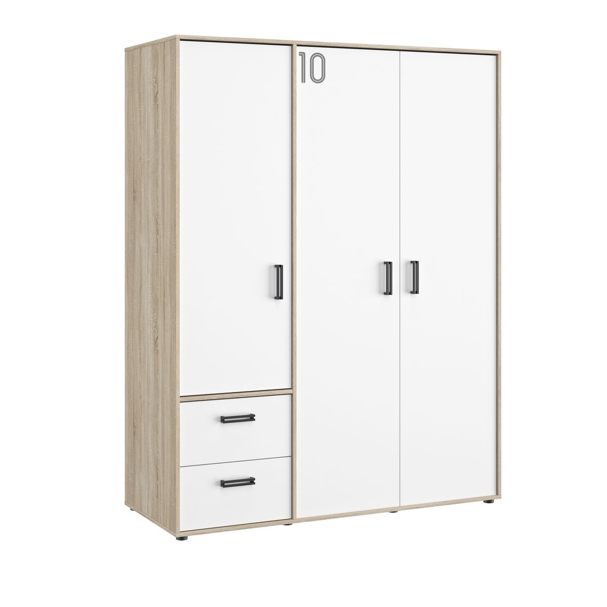Armoire 3 portes 2 tiroirs  L155xH200xP60cm ALLAN
