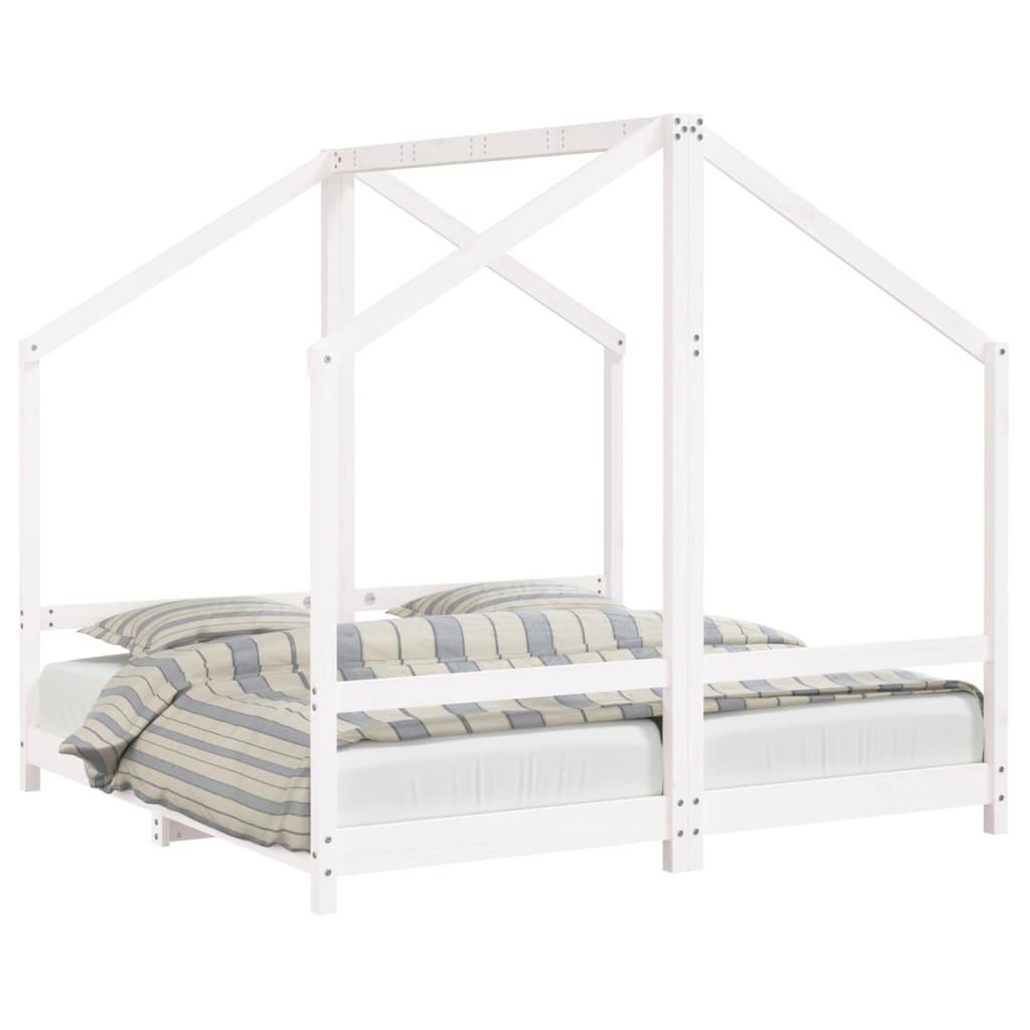 Voir la diapositive 2 : VIDAXL Cadre de lit pour enfant blanc 2x(80x160) cm bois de pin massif