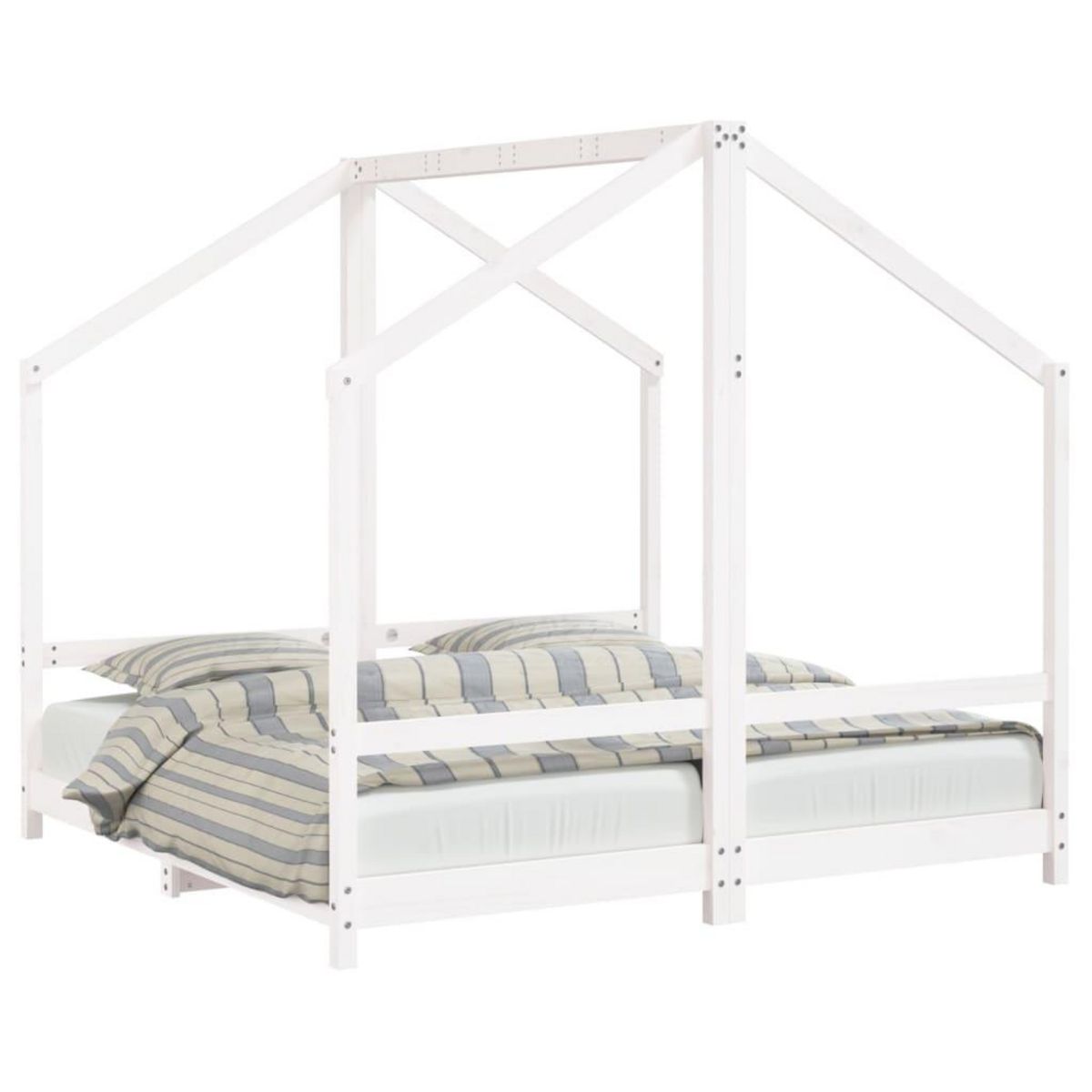 VIDAXL Cadre de lit pour enfant blanc 2x(80x160) cm bois de pin massif