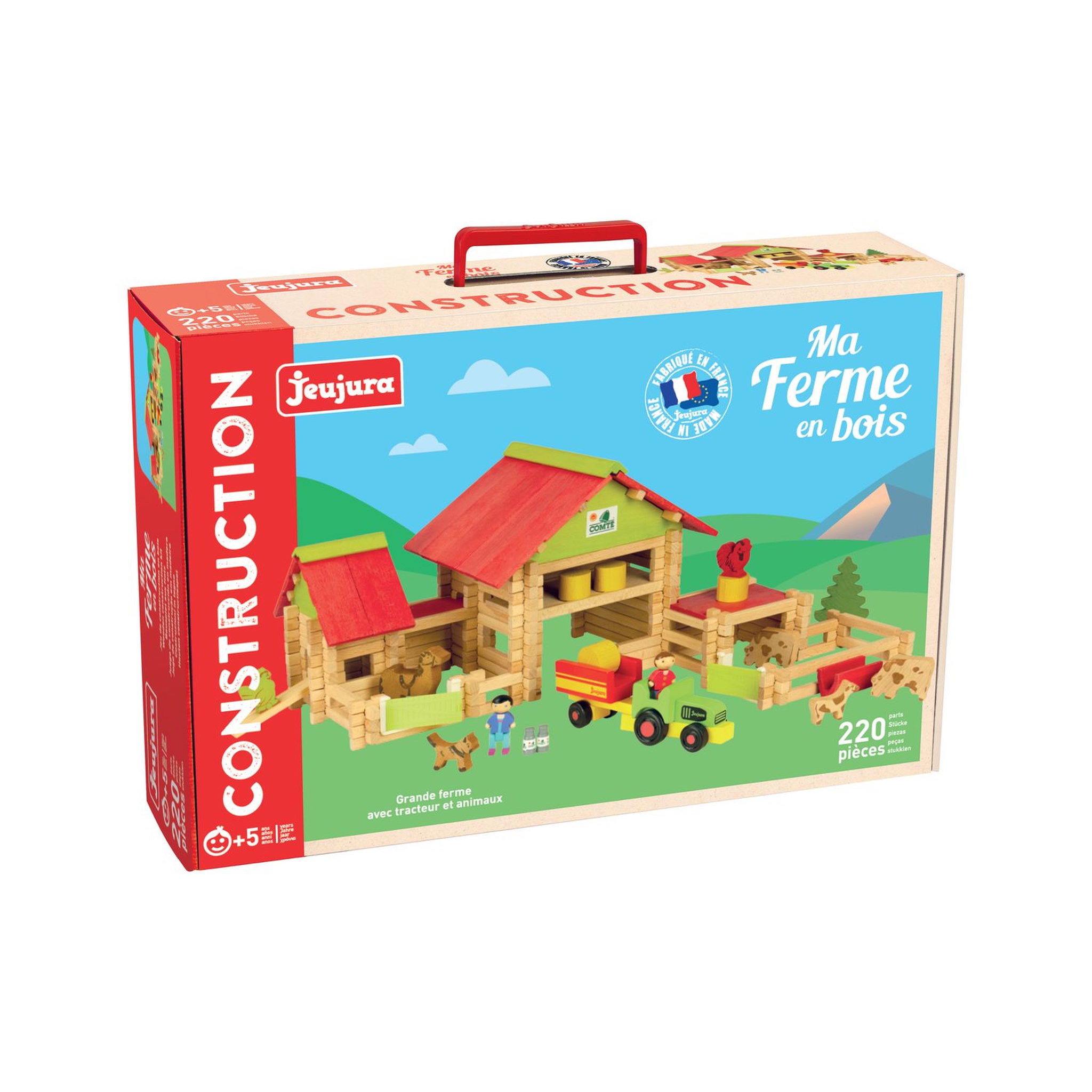 JEUJURA Jeu de construction - Grande ferme avec tracteur - 220 pièces
