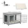 Voir la diapositive 3 : PAWHUT Cage pour chien sur pied - 2 portes verrouillables, coussin déhoussable inclus - acier filaire noir panneaux aspect bois gris