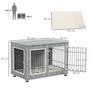 Voir la diapositive 3 : PAWHUT Cage pour chien sur pied - 2 portes verrouillables, coussin déhoussable inclus - acier filaire noir panneaux aspect bois gris