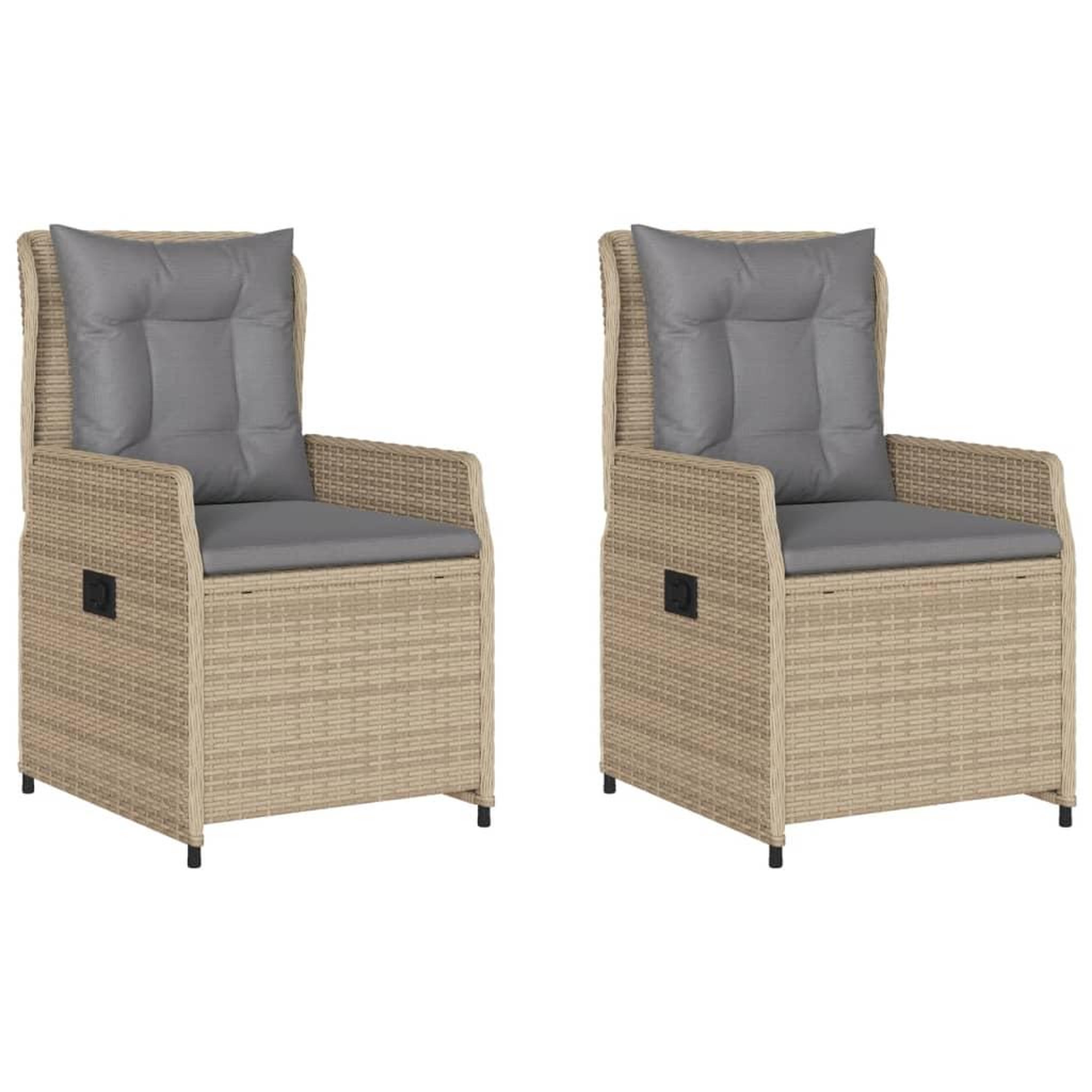 Voir la diapositive 2 : VIDAXL Chaises inclinables de jardin lot de 2 beige resine tressee
