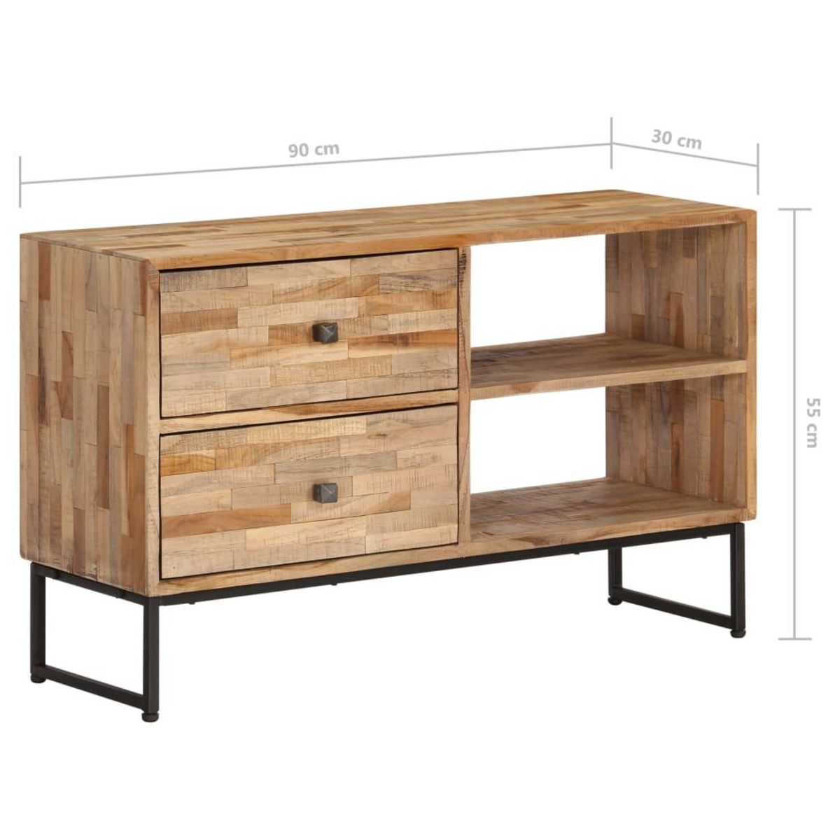 VIDAXL Meuble TV Bois de teck recycle 90 x 30 x 55 cm