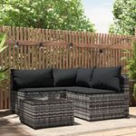 VIDAXL Salon de jardin 4 pcs avec coussins Gris Resine tressee