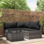 Voir la diapositive 1 : VIDAXL Salon de jardin 4 pcs avec coussins Gris Resine tressee