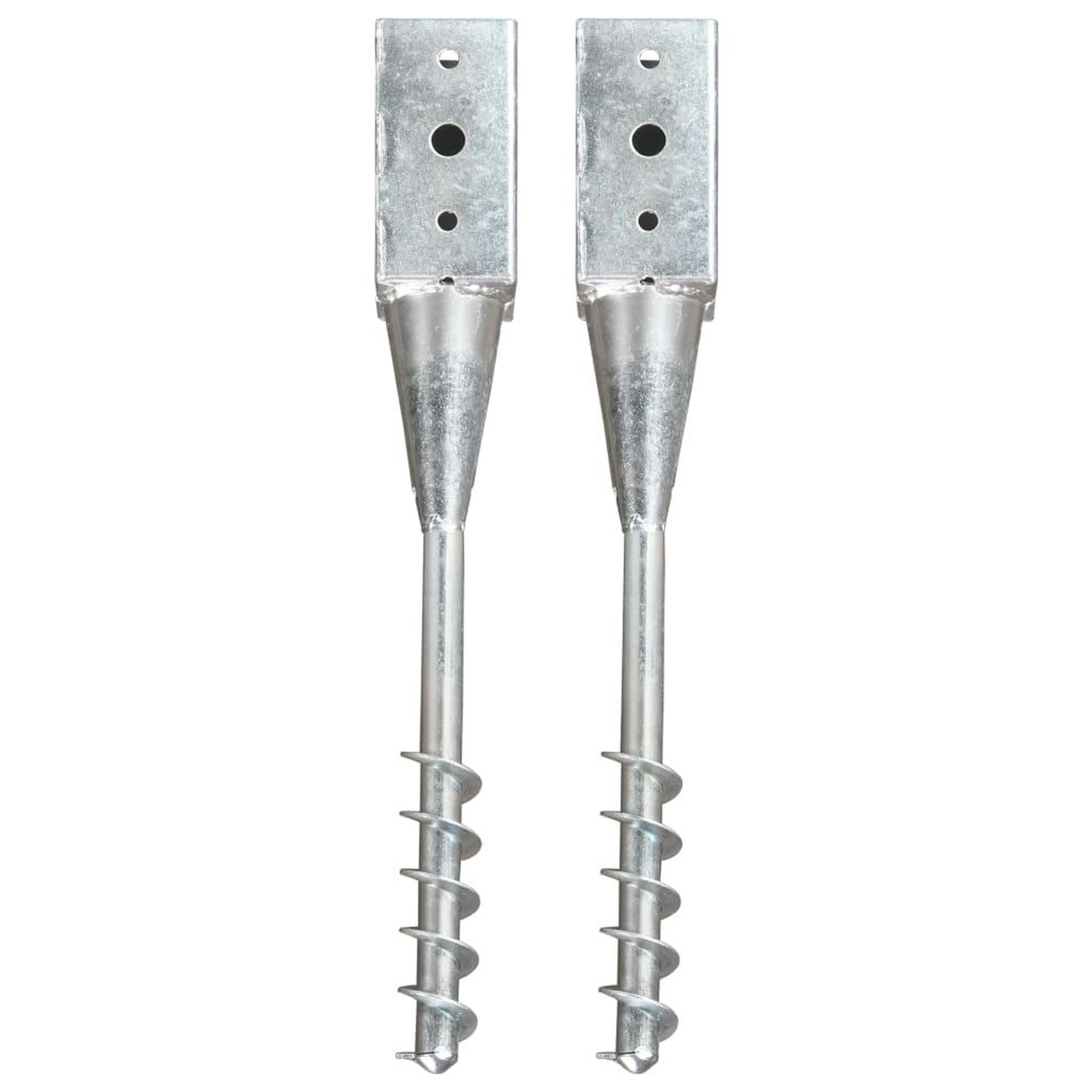 Voir la diapositive 1 : VIDAXL Piquets au sol 2 pcs Argente 10x10x57 cm Acier galvanise