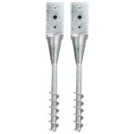 VIDAXL Piquets au sol 2 pcs Argente 10x10x57 cm Acier galvanise