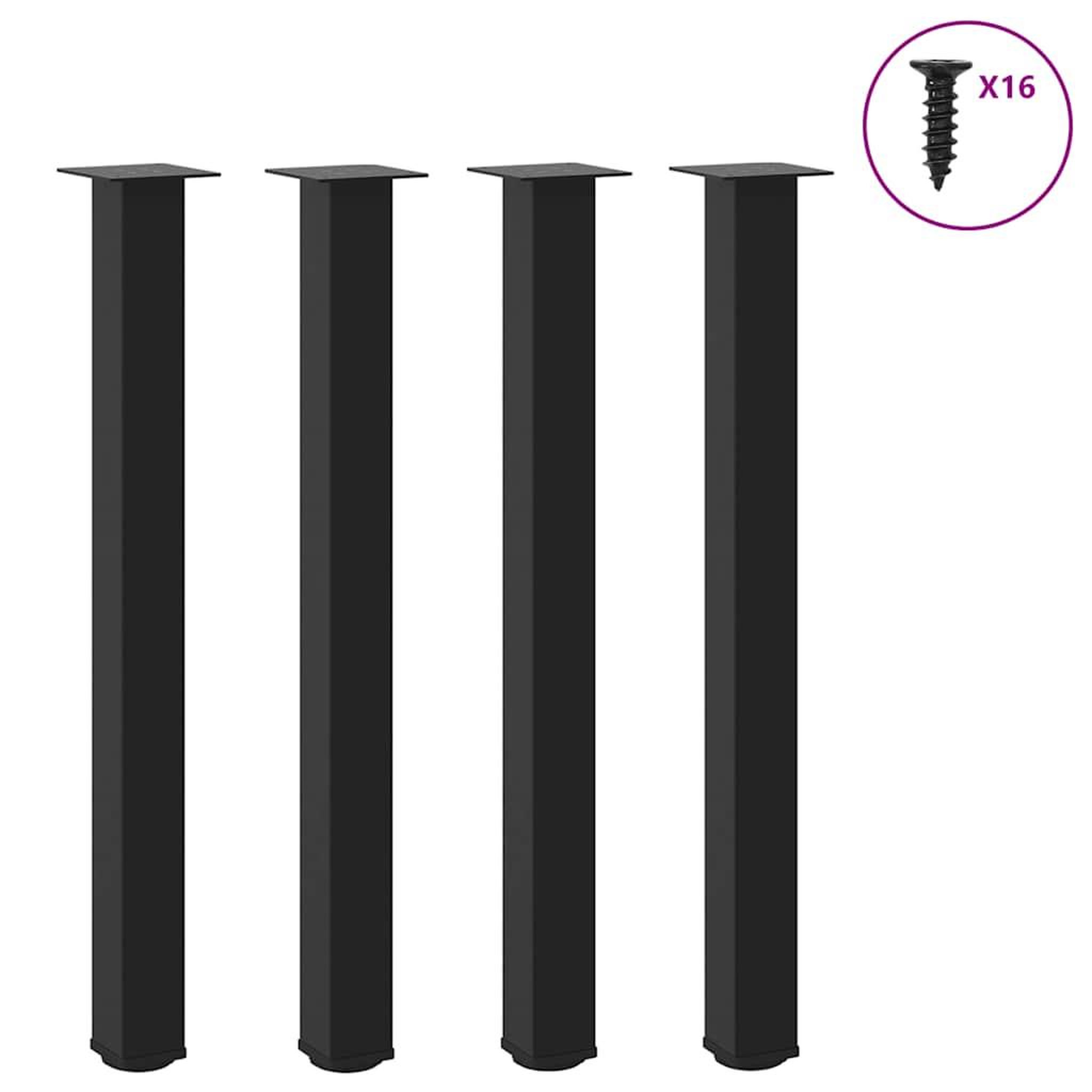 VIDAXL Pieds de table basse noir 4 pcs 100-102 cm acier