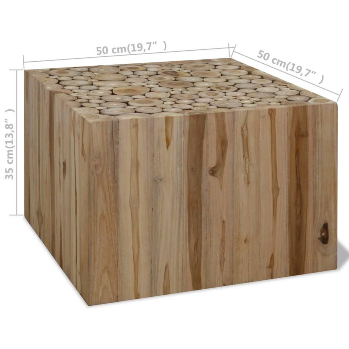 VIDAXL Table basse Teck authentique 50x50x35 cm