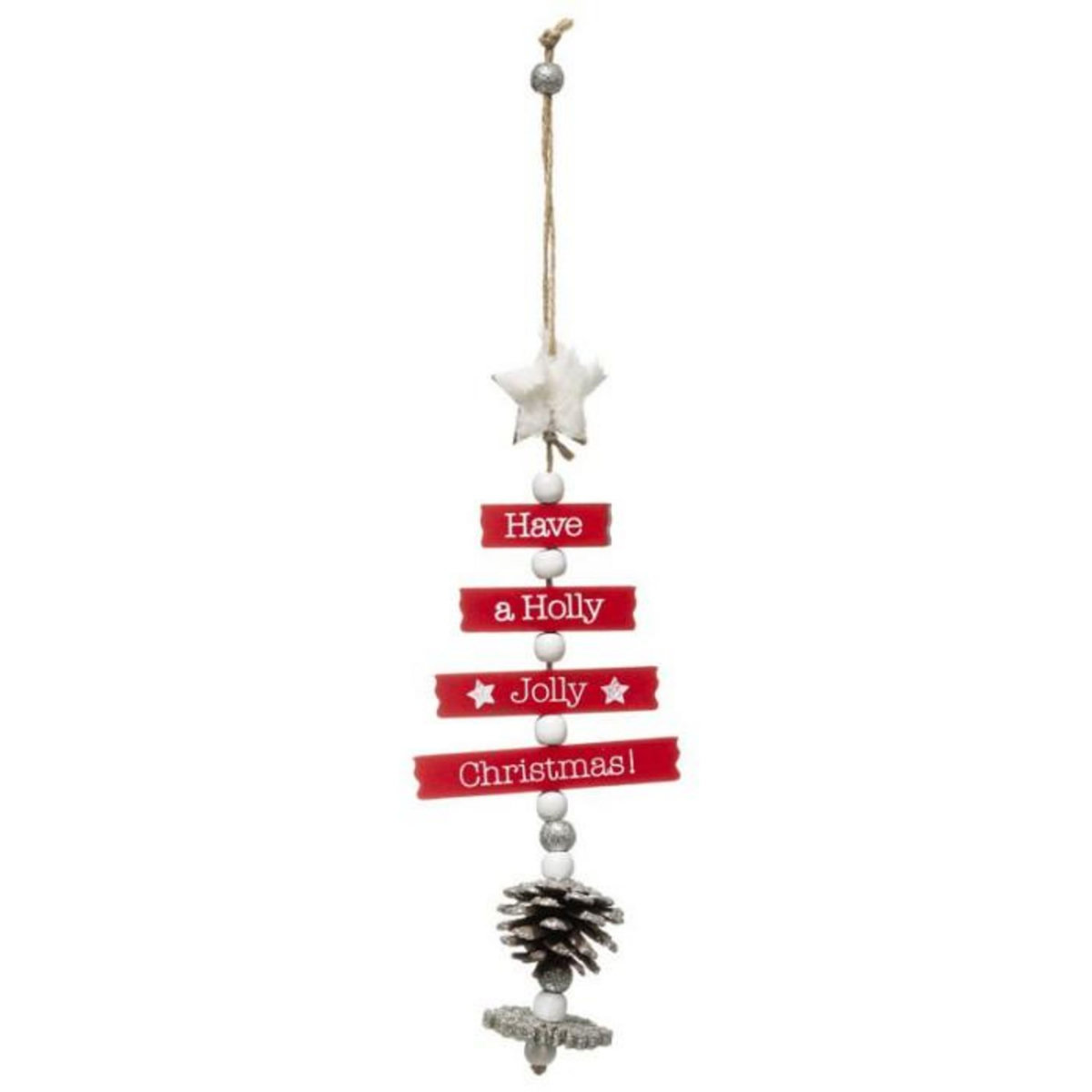 FEERIC LIGHT & CHRISTMAS Sujet de Noël Sapin  Étoile  33cm Rouge & Blanc