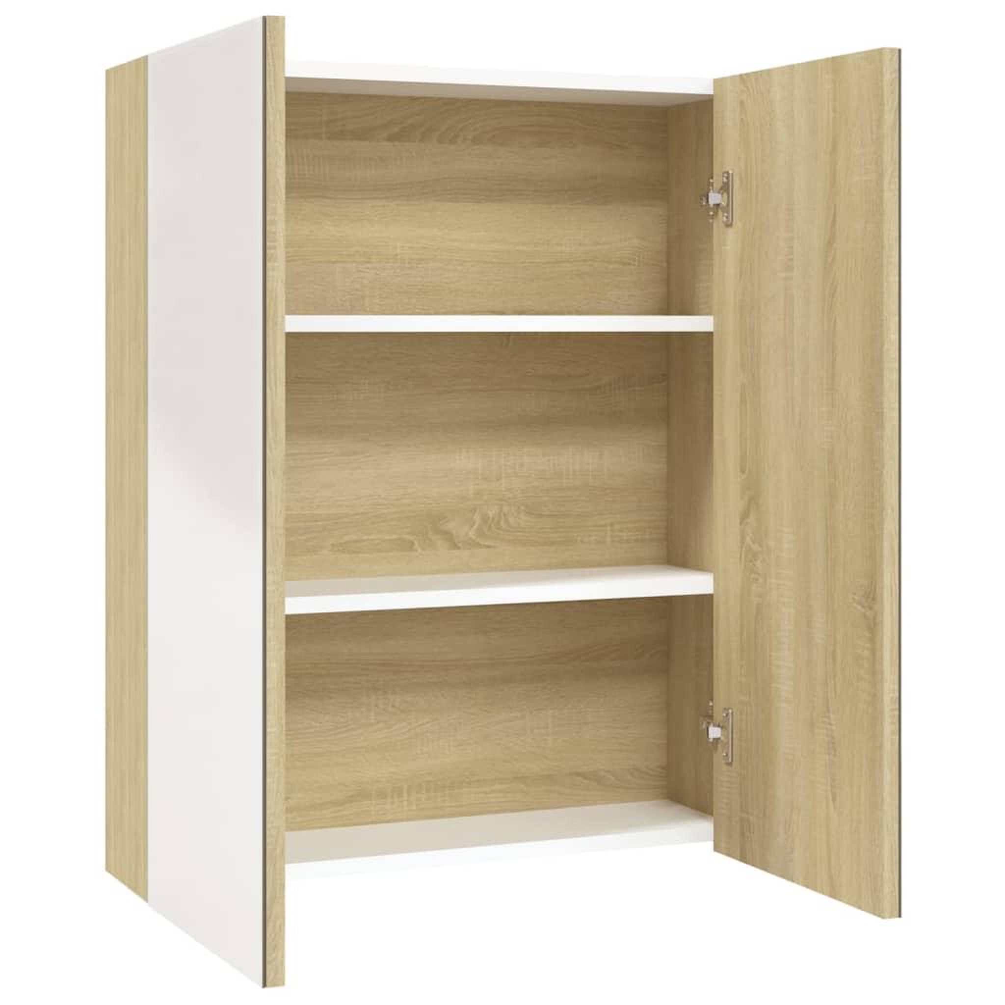 Voir la diapositive 2 : VIDAXL Armoire a miroir de salle de bain 60x15x75cm MDF Blanc et chene