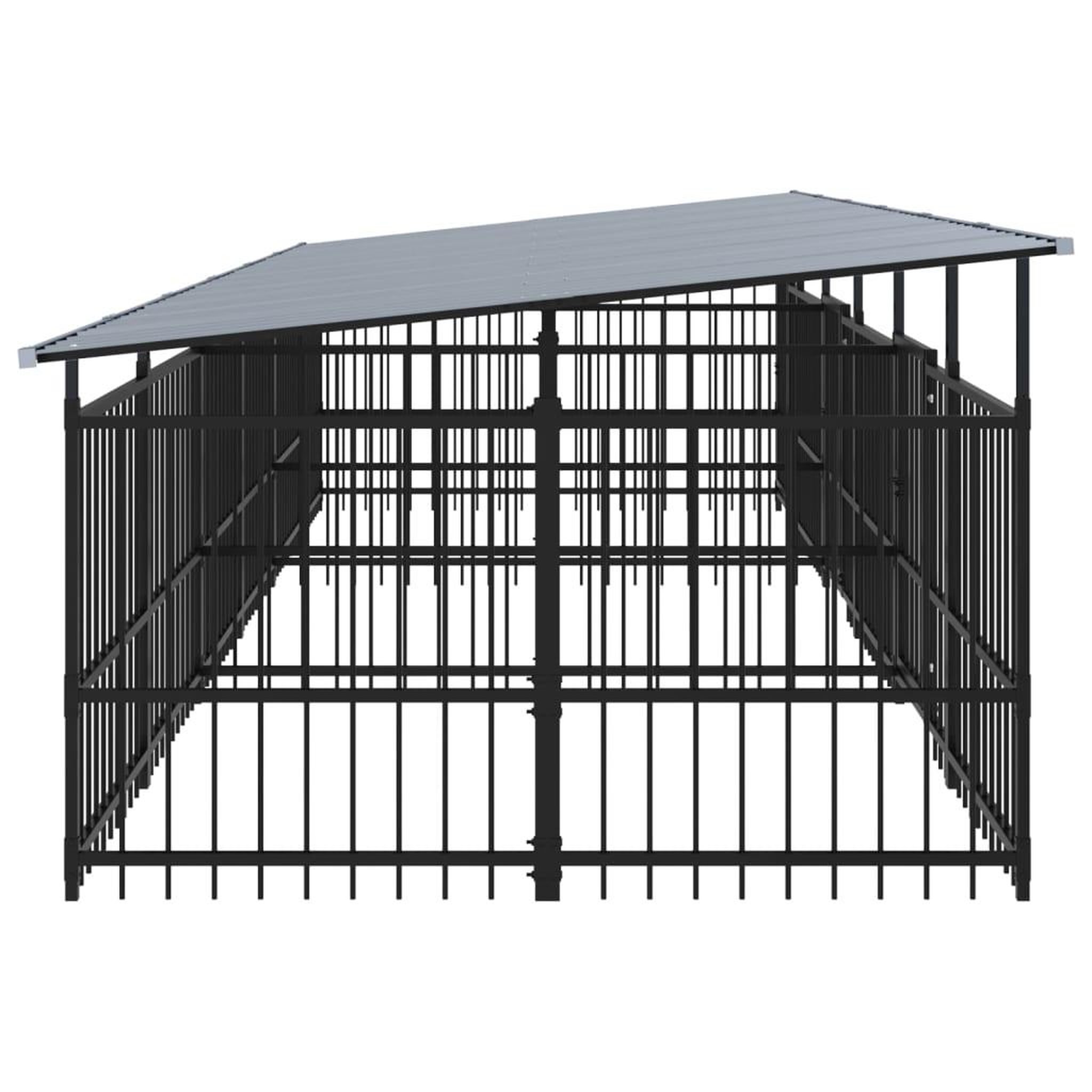 Voir la diapositive 4 : VIDAXL Chenil d'exterieur avec toit pour chiens Acier 11,26 m²