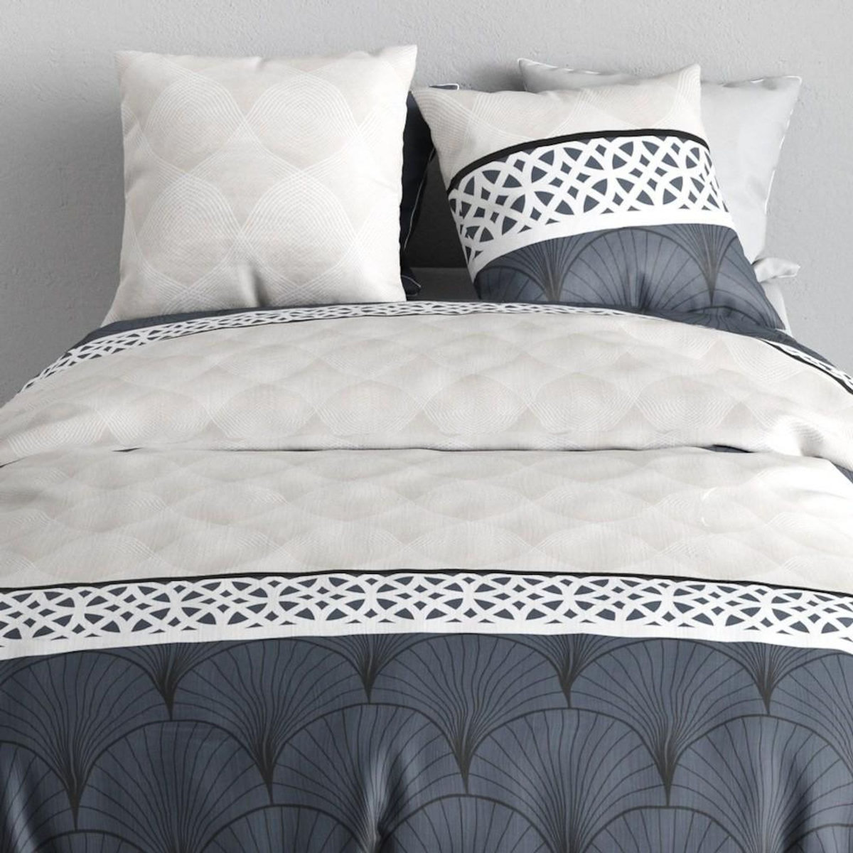 ATELIER DU COTON Housse de couette 260x240 + 2 taies en coton 57 fils