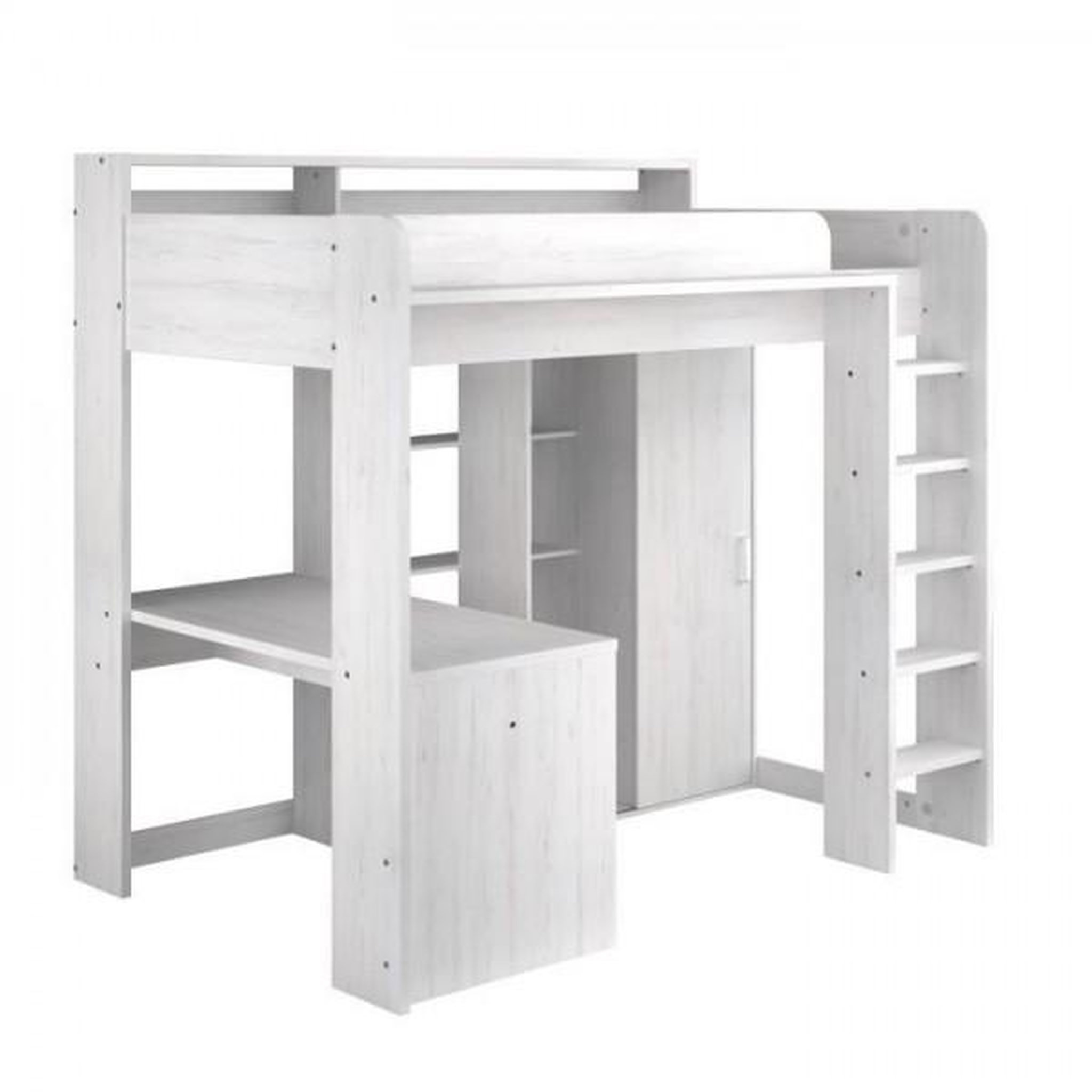 Voir la diapositive 3 : PARISOT Lit combiné mezzanine enfant PARISOT Lena - Pin Petterson - Sommier inclus - 90 x 200 cm