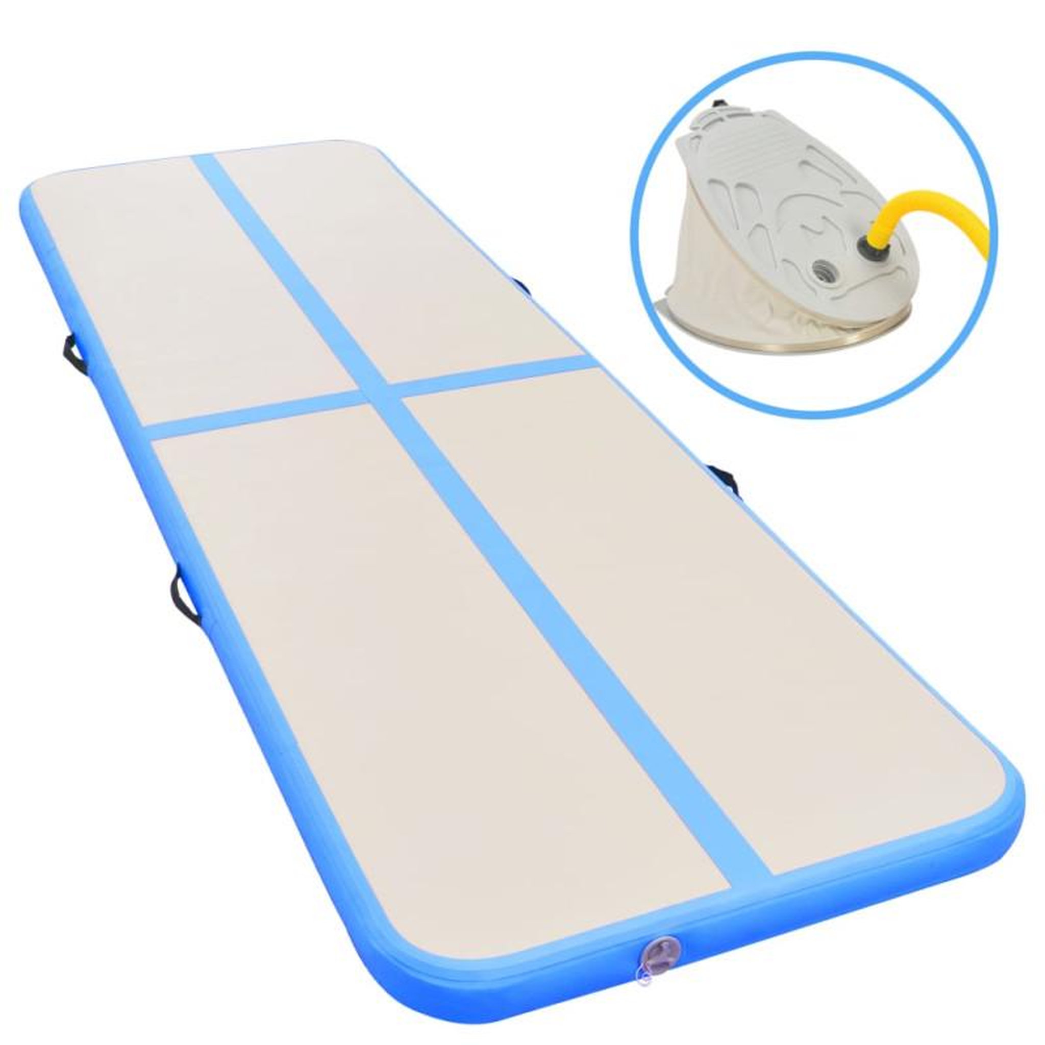 VIDAXL Tapis gonflable de gymnastique avec pompe 800x100x10cm PVC Bleu