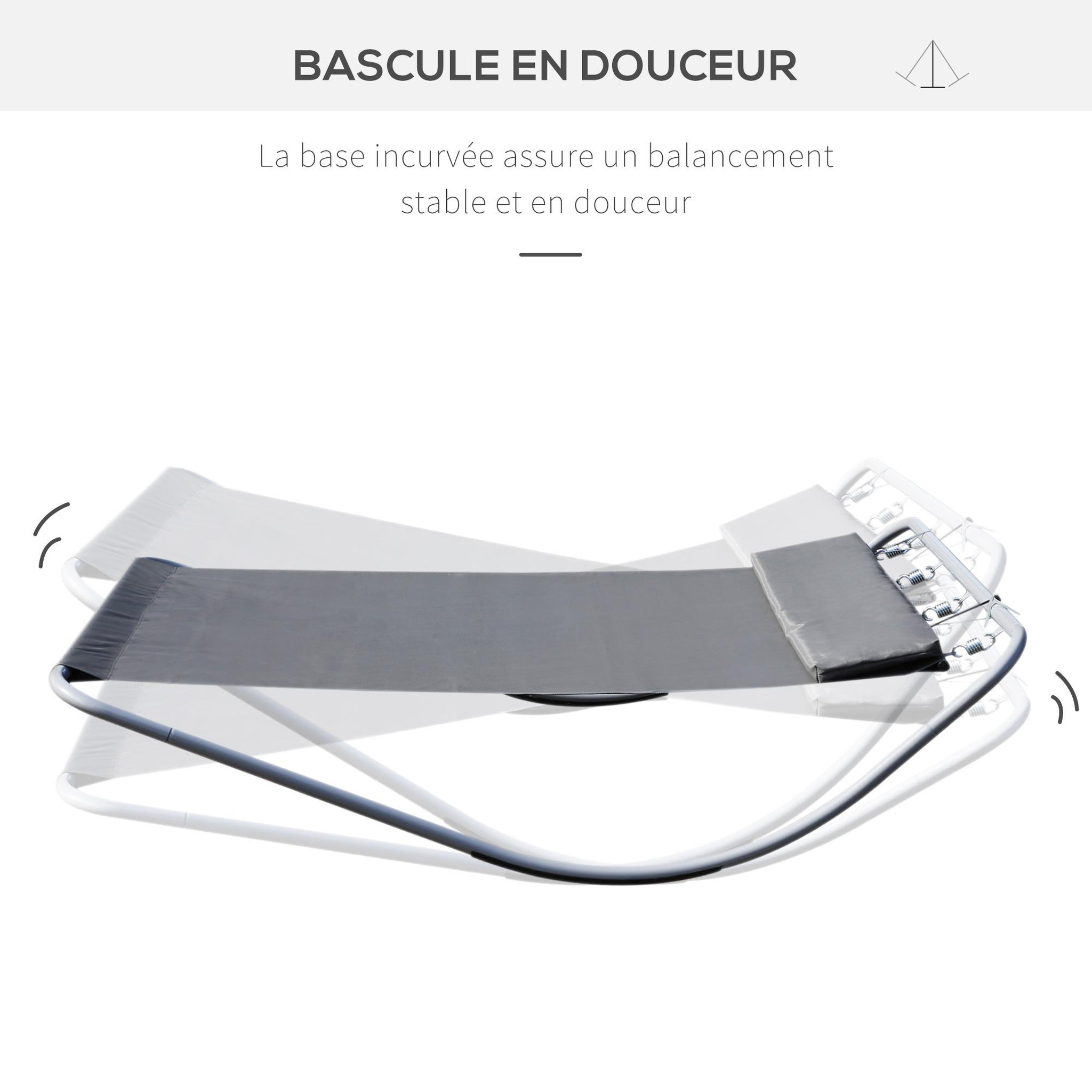 Voir la diapositive 5 : HOMCOM Bain de soleil transat de jardin bascule 2 personnes hamac 2,12 x 1,75 x 0,6 m gris
