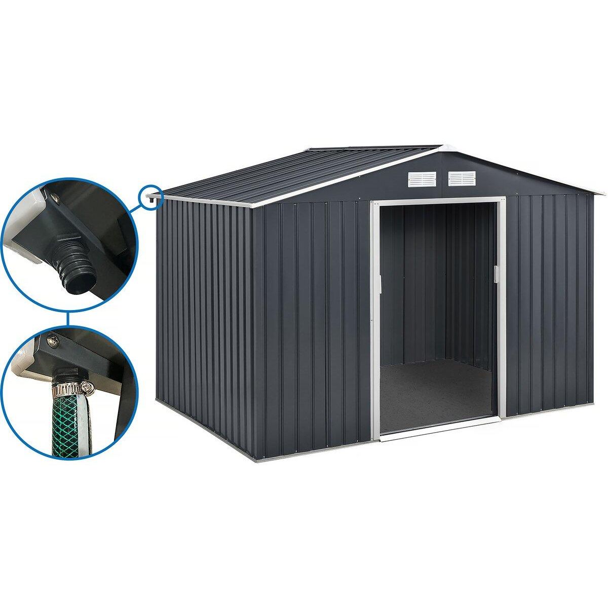 Habitat et Jardin Abri de jardin métal -  Vegas  - 8,83 m² avec gouttière - Gris