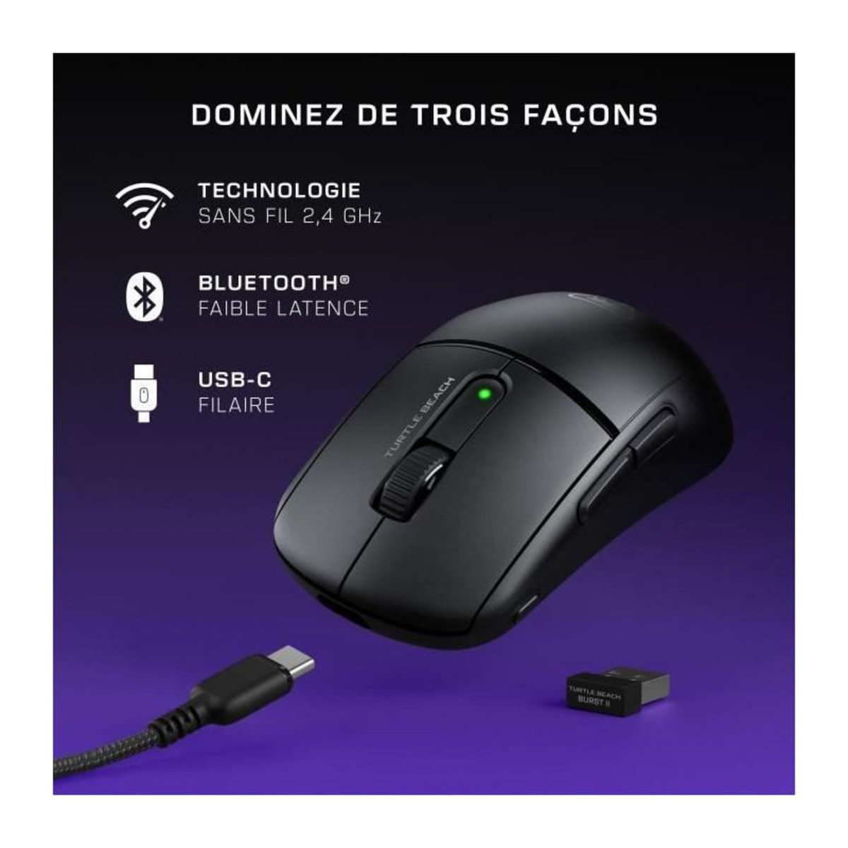 Turtle Beach Souris Gamer Sans Fil Burst II Air Noir