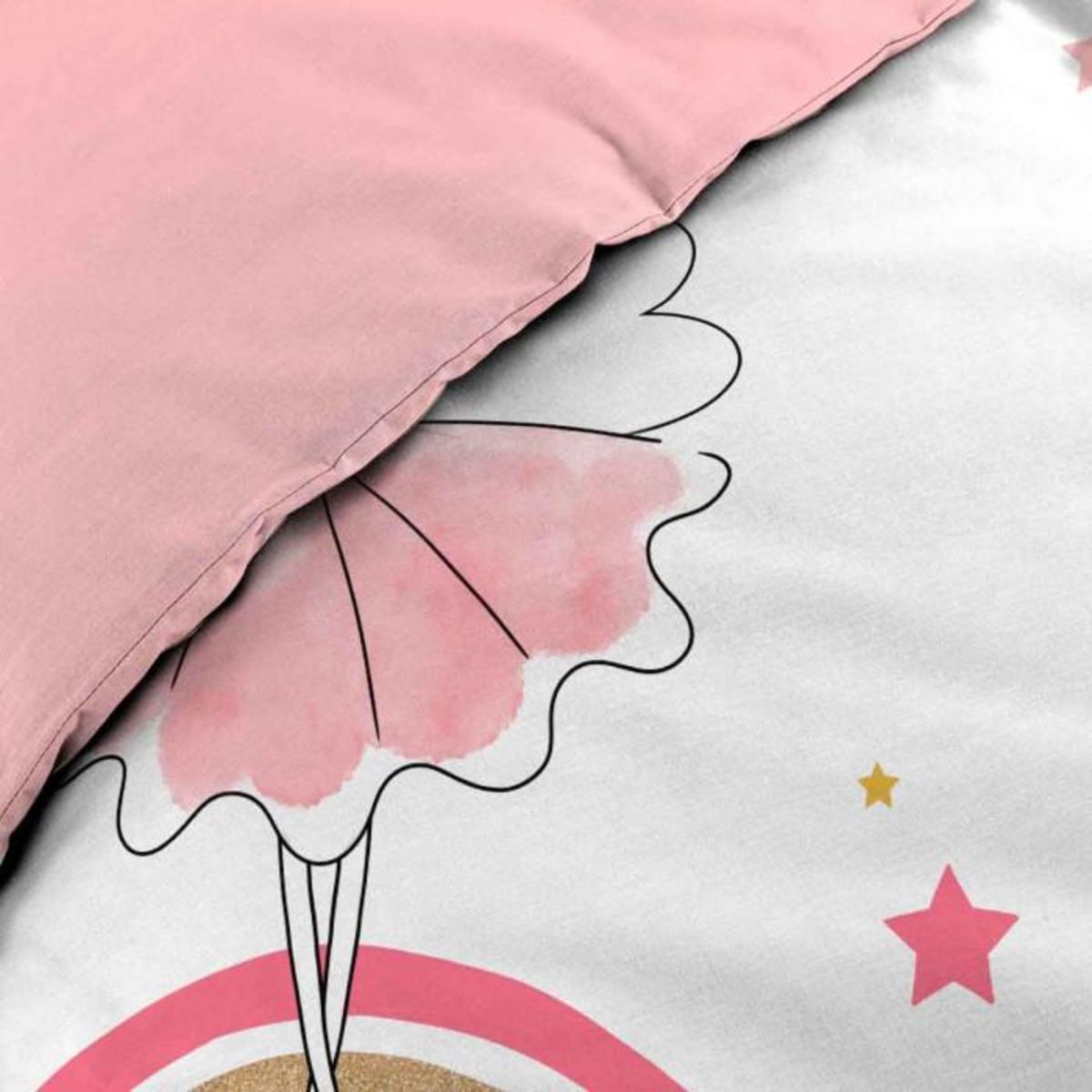 Paris Prix Parure de Lit 2 Pièces  Arc-en-Ciel  140x200cm Blanc