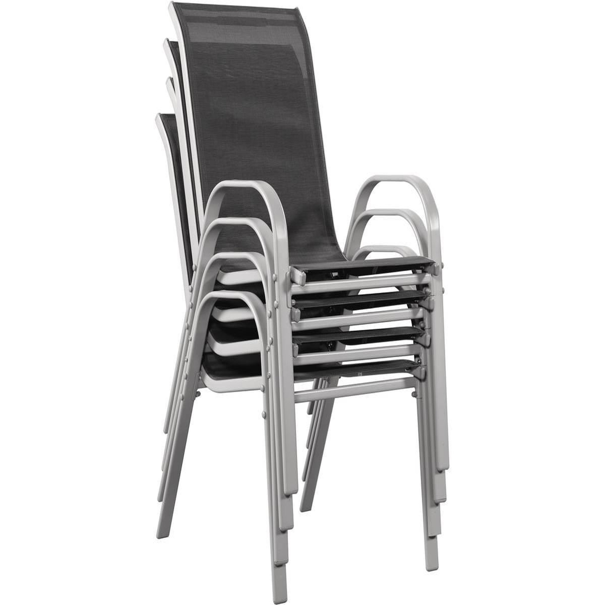 Voir la diapositive 4 : Habitat et Jardin Fauteuil jardin textilène  cordoba  - phoenix - gris foncé/argenté - lot de 4